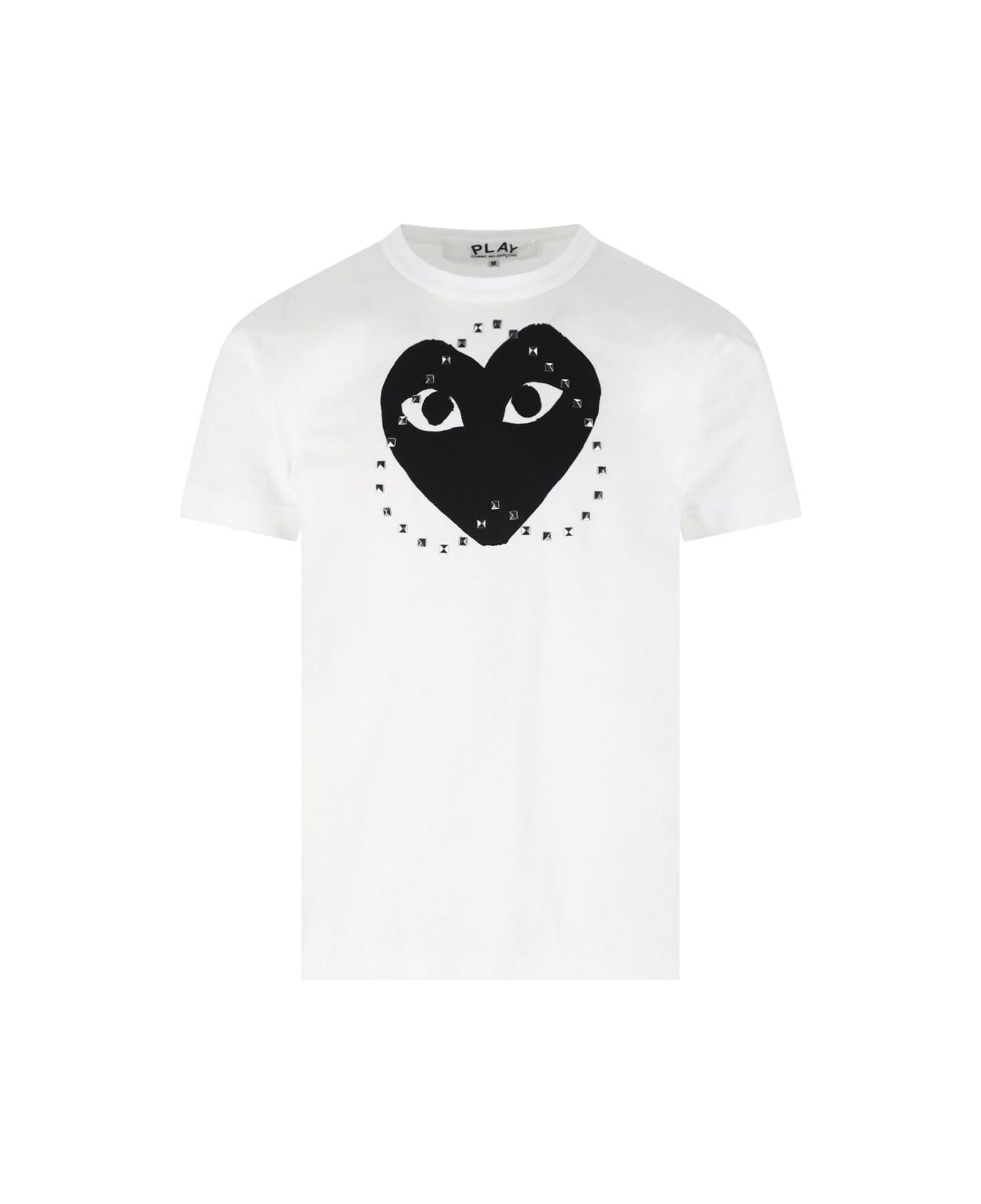 Comme des Garçons Play Logo T-shirt With Studs - White
