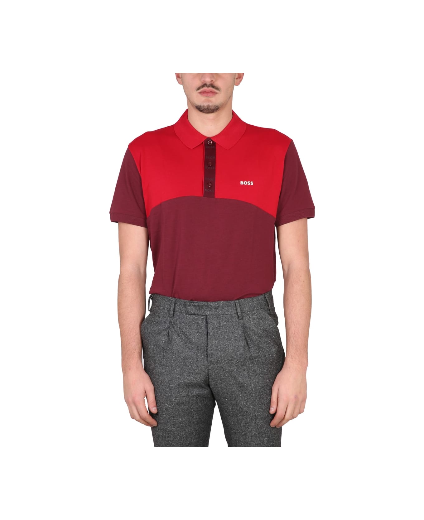 Hugo Boss Polo With Logo - BORDEAUX