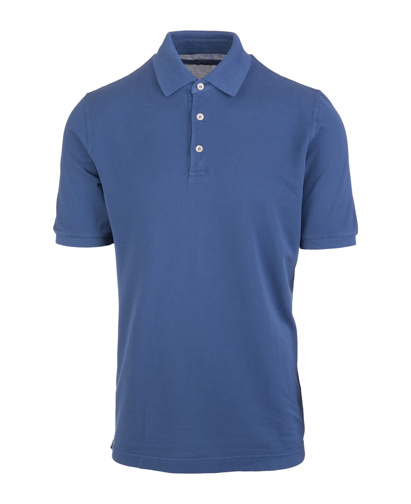Fedeli Blue Cotton Piqué Polo Shirt - Blue ポロシャツ