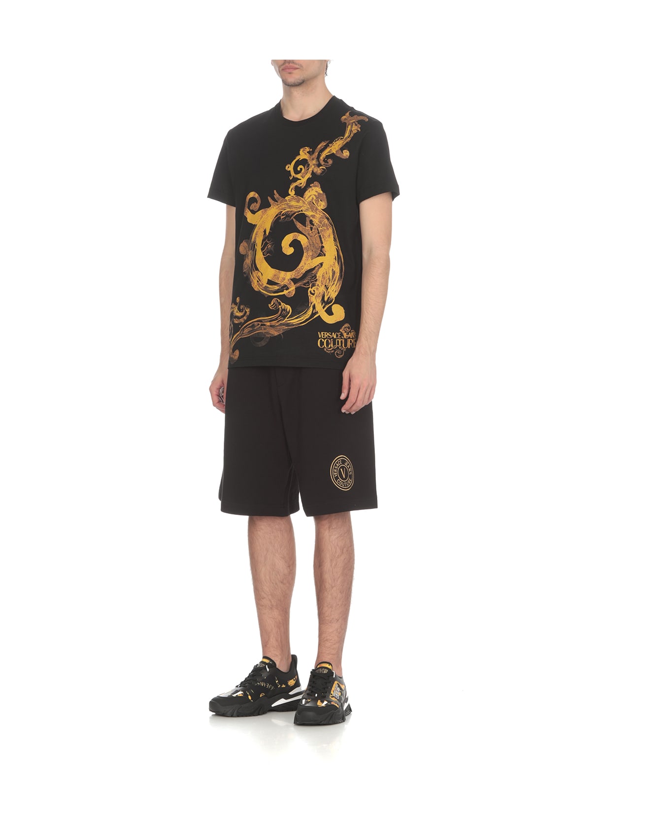 Versace Jeans Couture Barocco-printed Crewneck T-shirt - Black シャツ