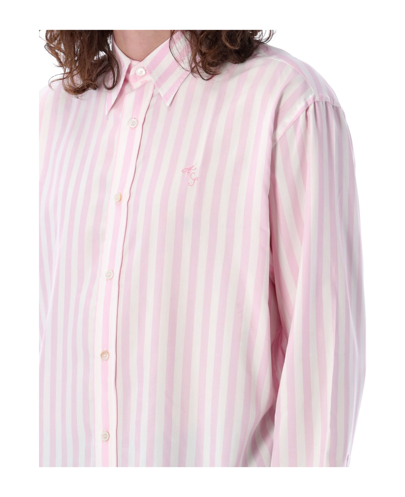 Acne Studios Stripe Button-up Shirt - PINK WHITE STRIPES