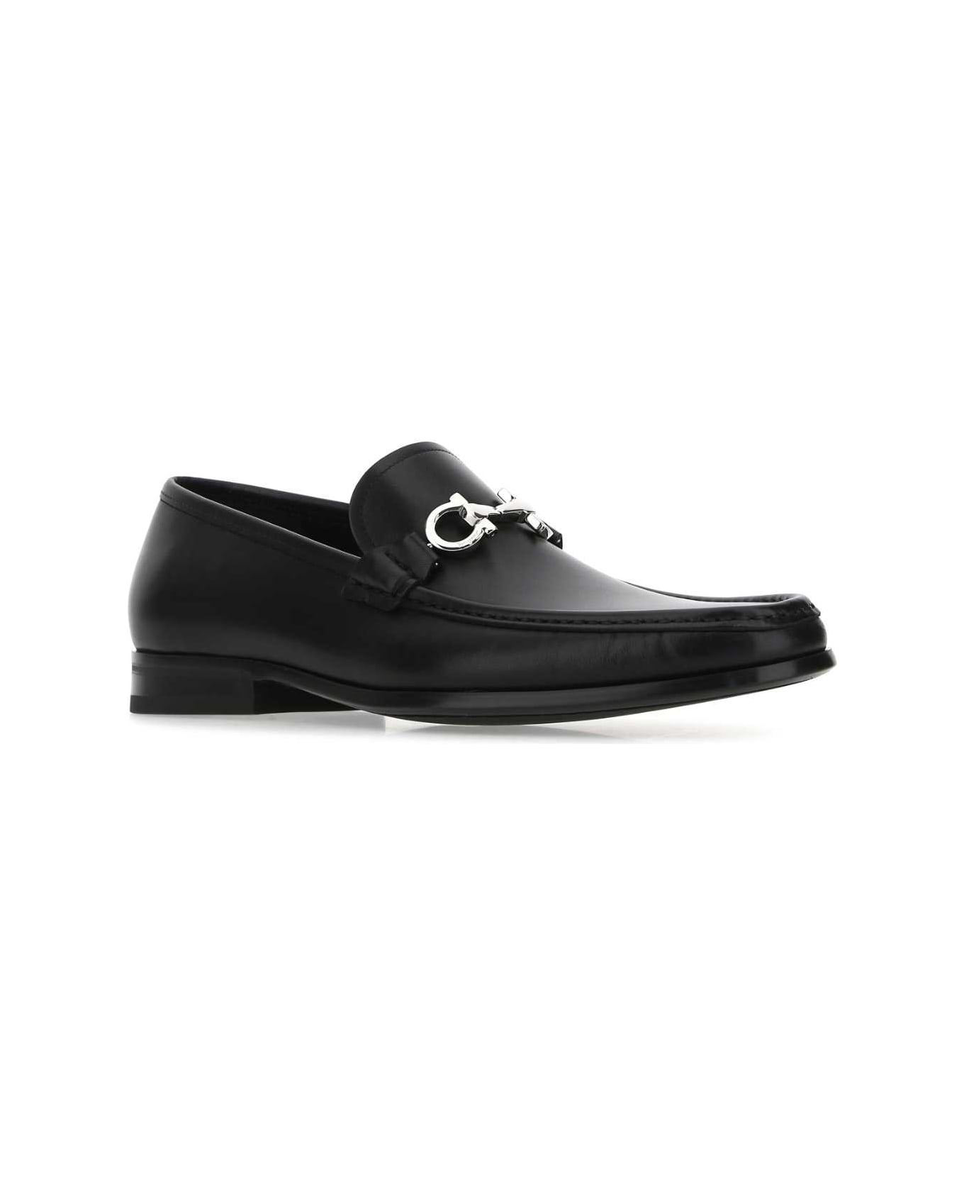 Ferragamo Black Leather Loafers - NERO