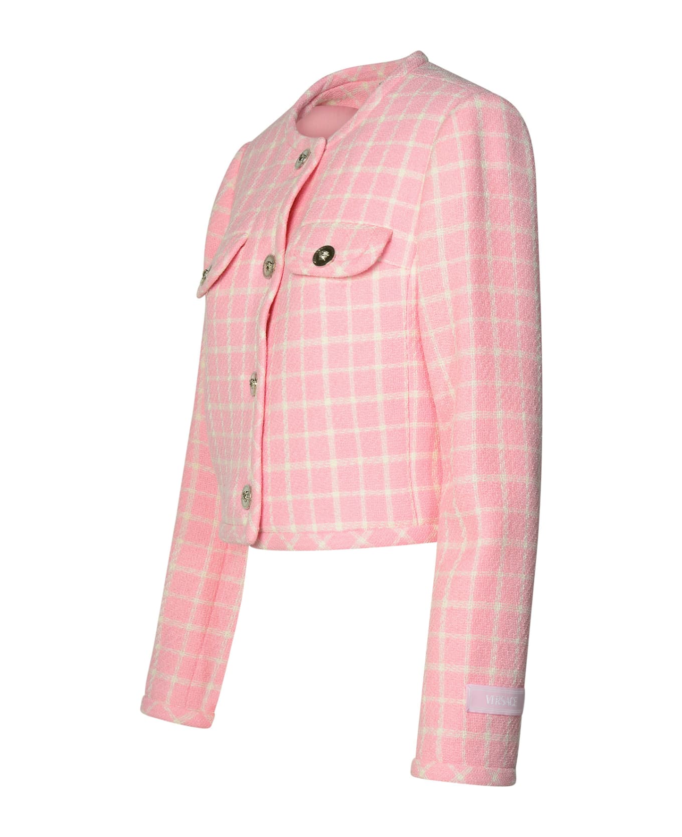 Versace Virgin Wool Blend Jacket - Pastel pink + white ジャケット
