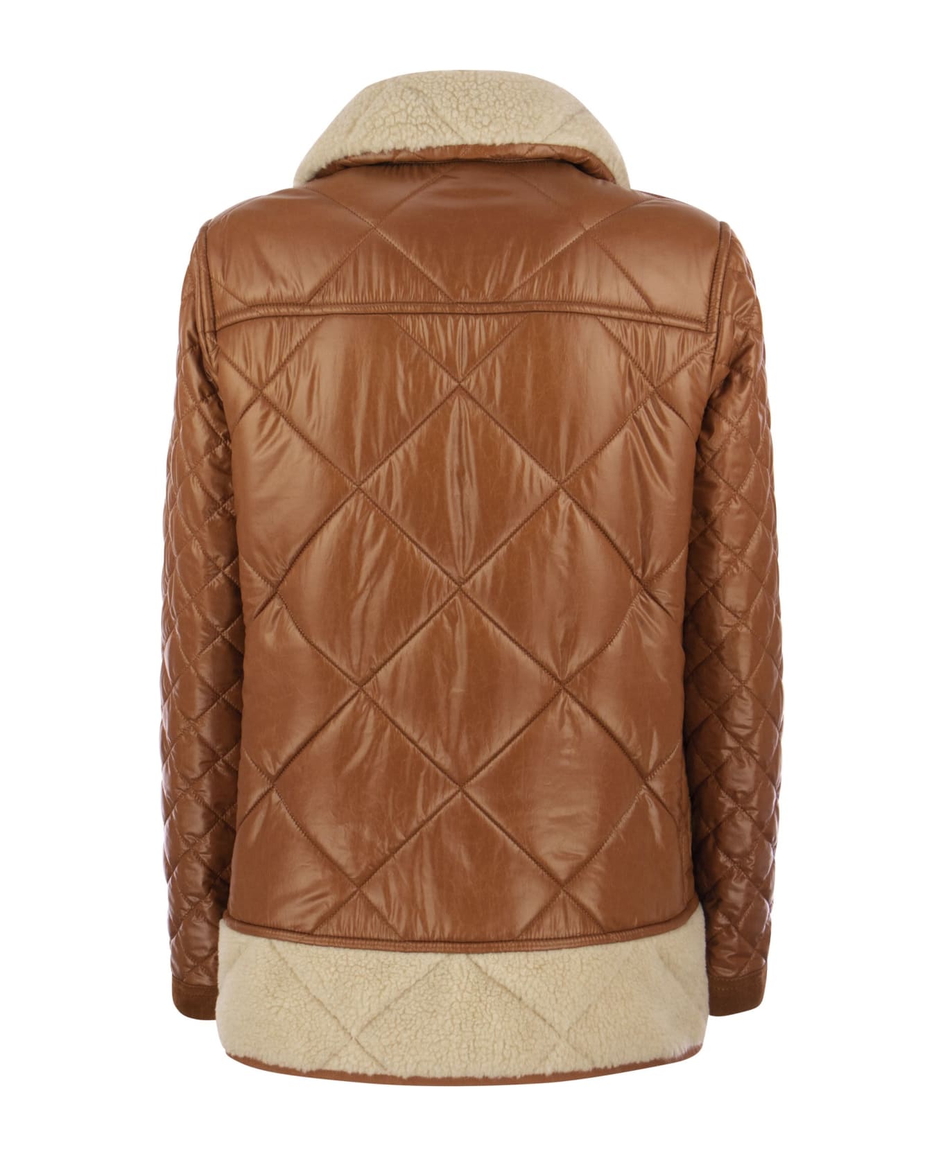 Fay 3 Quilted Hooks With Shearling Effect Inserts - Caramel