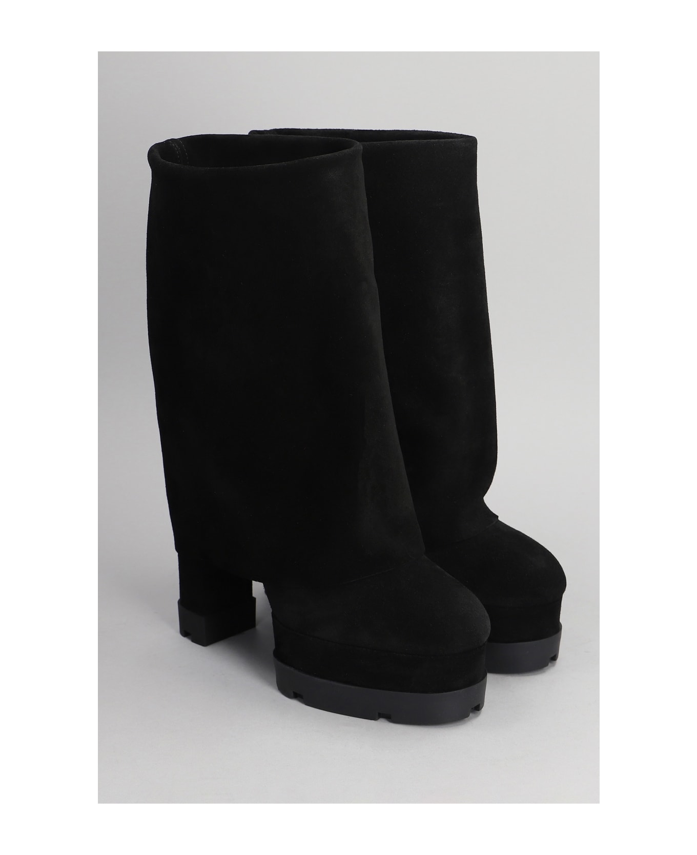 Casadei Nancy High Heels Boots In Black Suede - Black