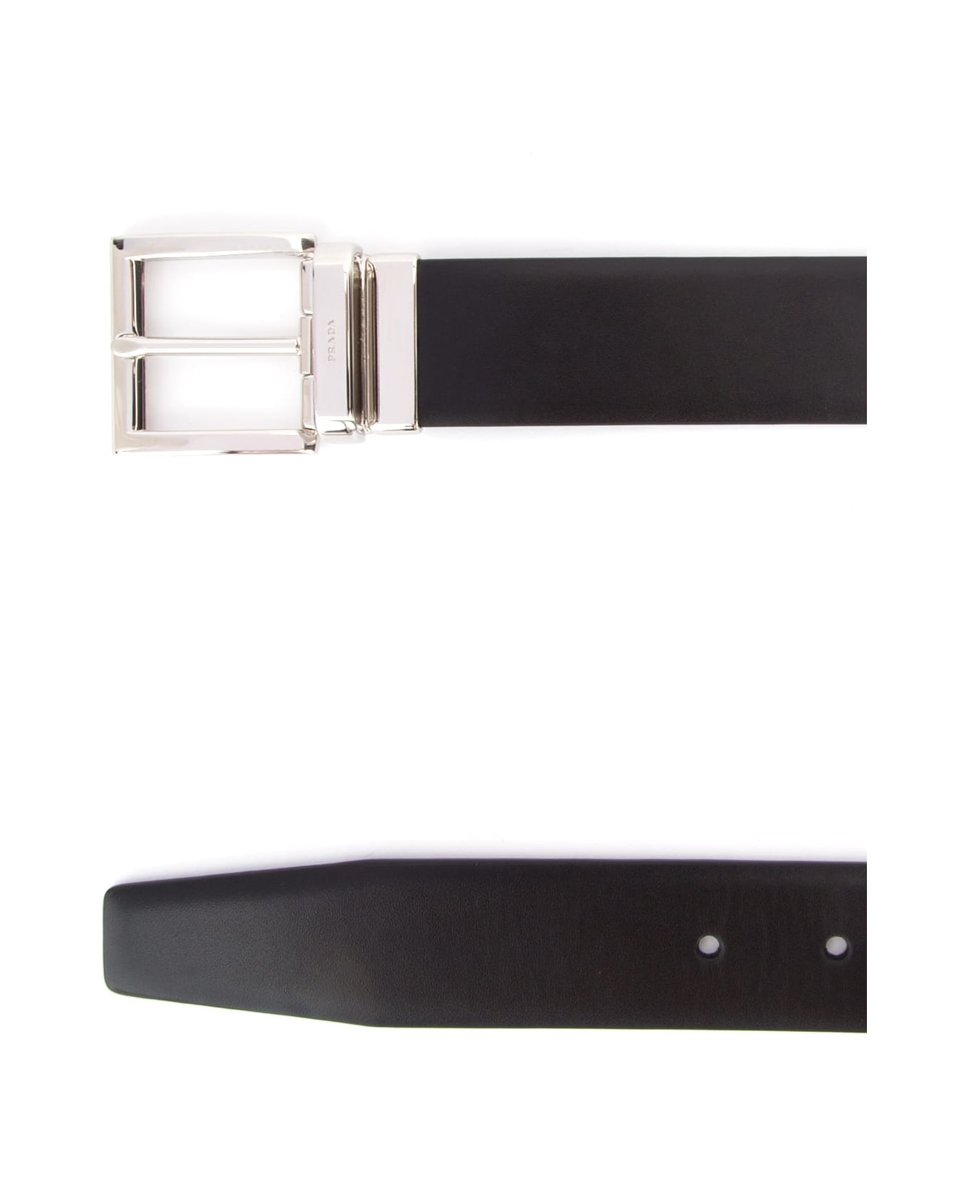Prada Black Leather Reversible Belt - F0002