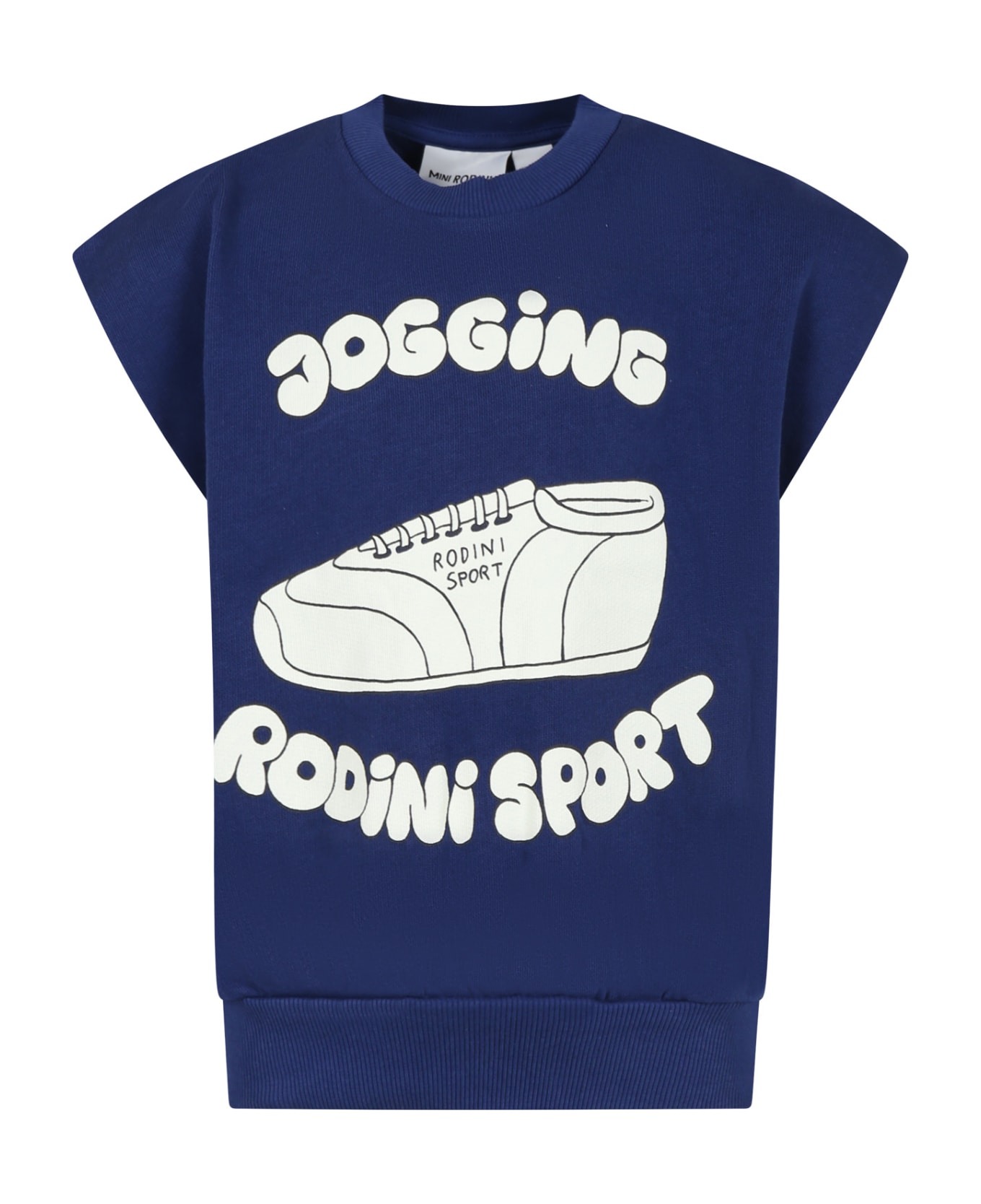 Mini Rodini Blue Sweatshirt For Kids With Jogging Sneakers Print - Blue
