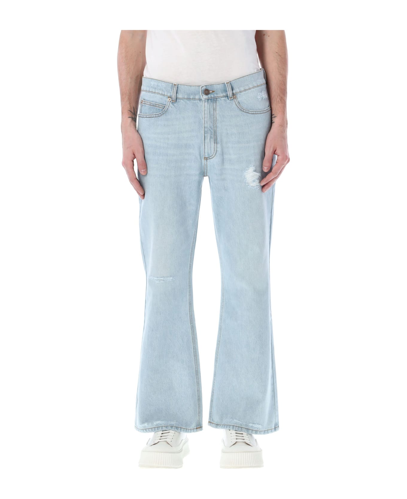ERL Distressed-denim Bootcut Jeans - LIGHT BLUE