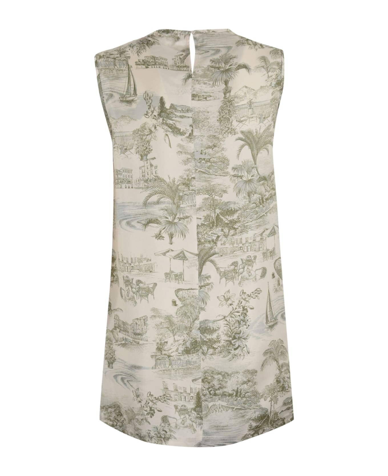 Max Mara Studio Printed Silk Blouse - Nude/grigio