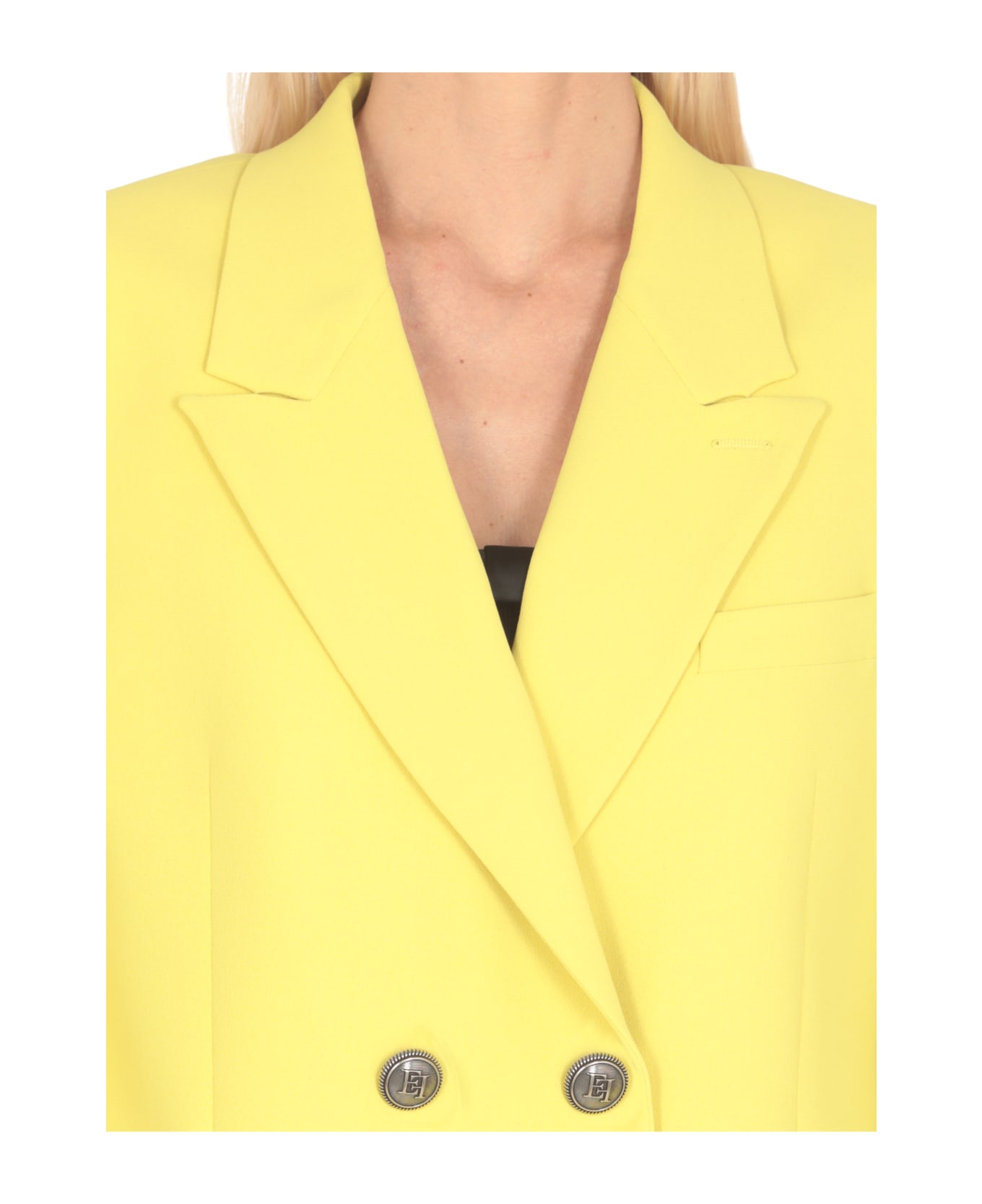 Elisabetta Franchi Crepe Double-breasted Blazer - Yellow