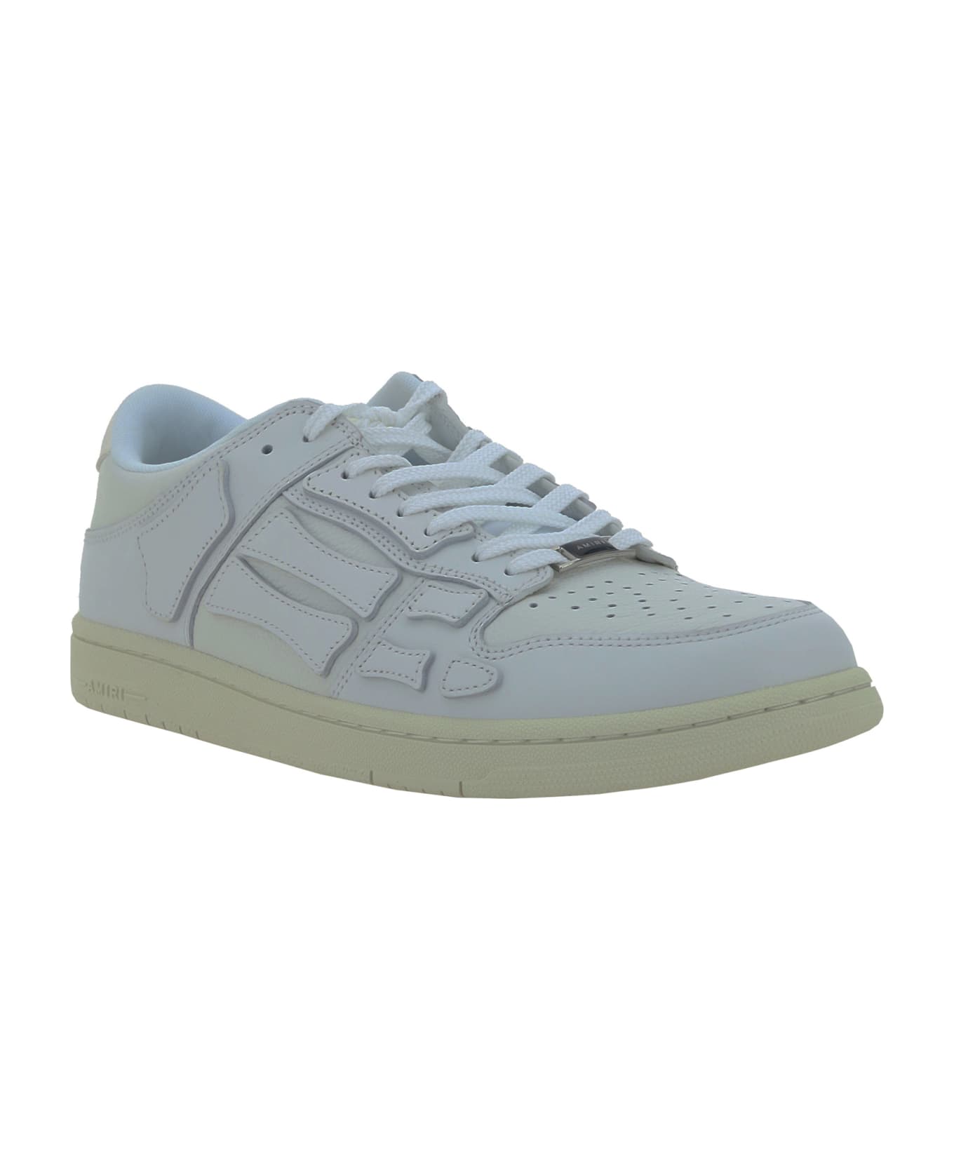 AMIRI White Leather Skel Sneakers - WHITEWHITE