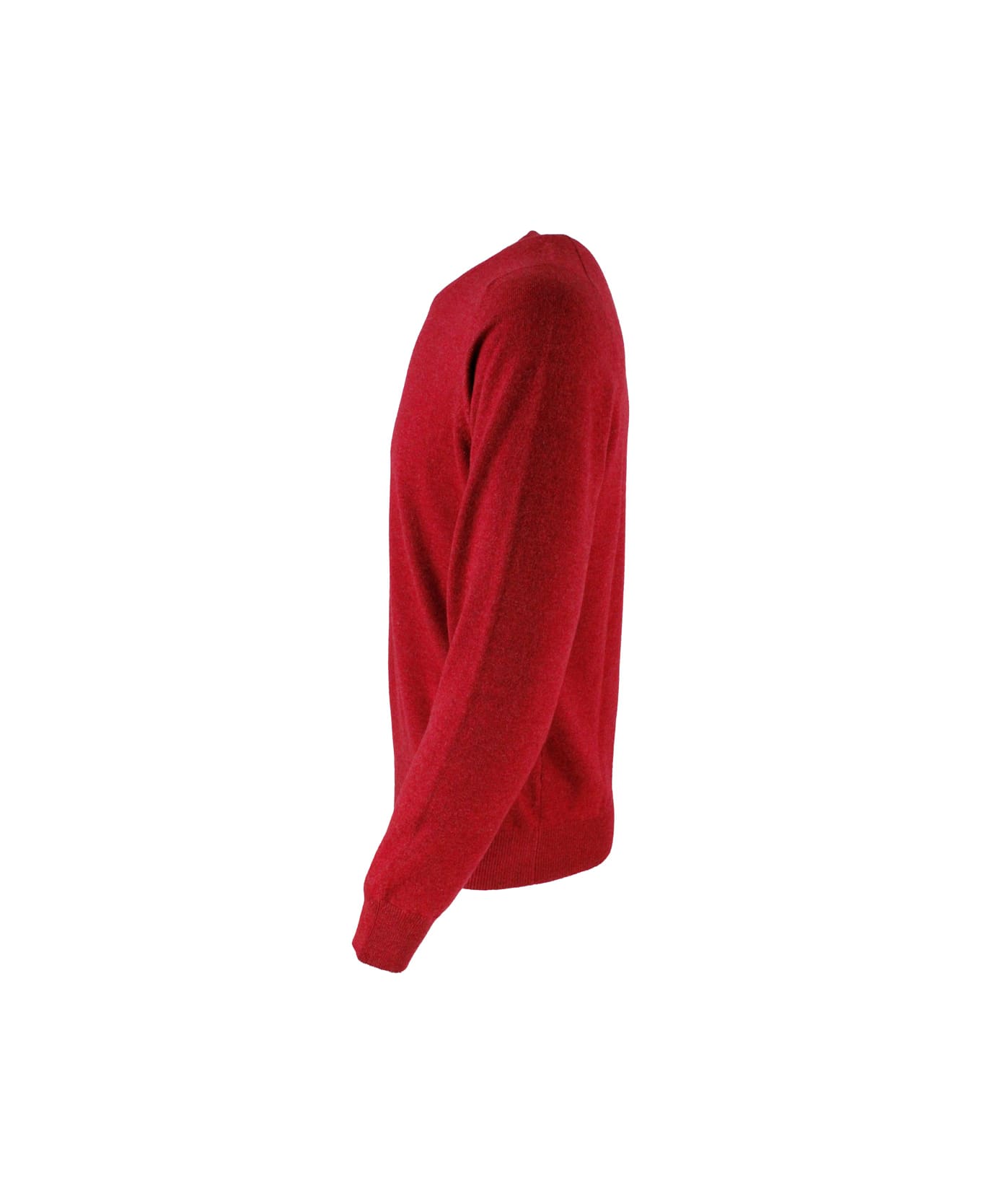 Brunello Cucinelli Cashmere Crewneck Sweater With Contrasting Profile - Red ニットウェア