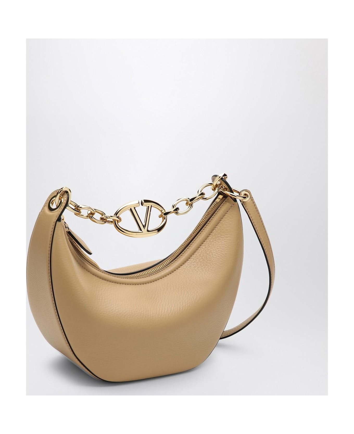 Valentino Garavani Vlogo Moon Cappuccino-coloured Small Hobo Bag