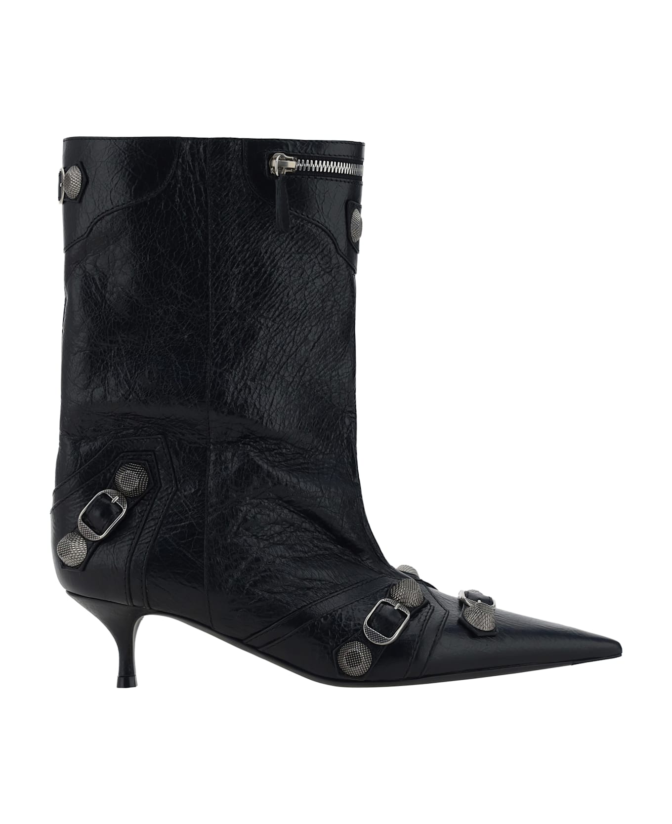 Balenciaga Cagole Leather Ankle Boots - black