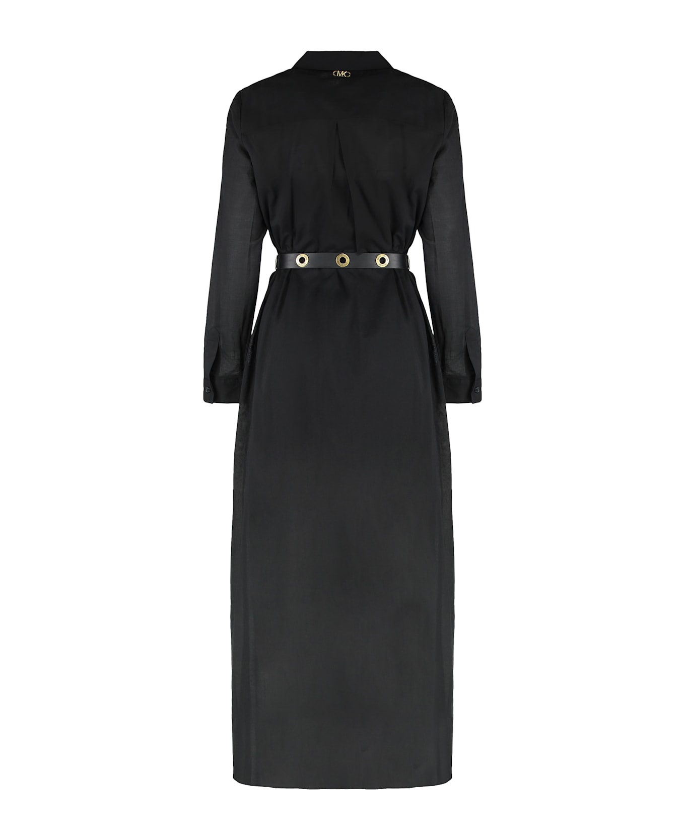 MICHAEL Michael Kors Black Long Dress With Classic Collar And Waist Belt - black