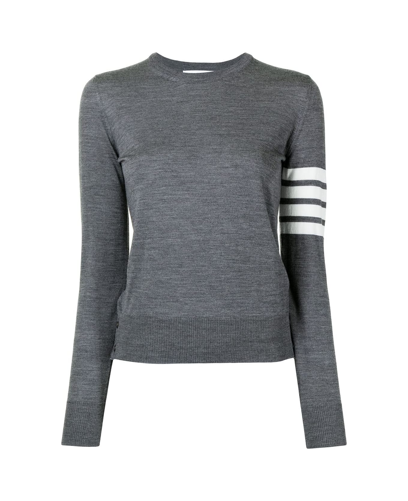 Thom Browne Relaxed Fit Pullover With 4 Bar In Fine Merino Wool - Med Grey ニットウェア