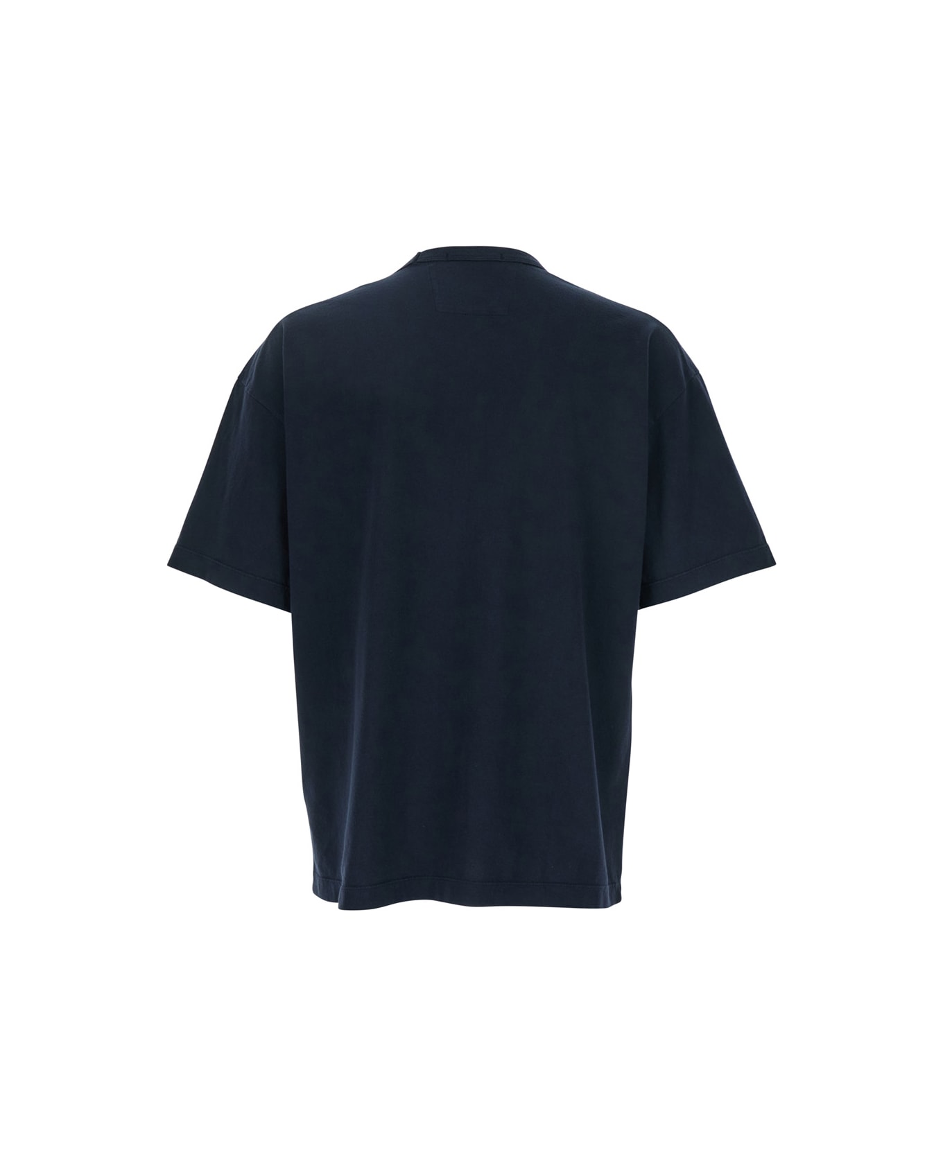 C.P. Company Blue T-shirt With Logo Embroidered On The Front Tone-on-tone In Cotton Man - Blu