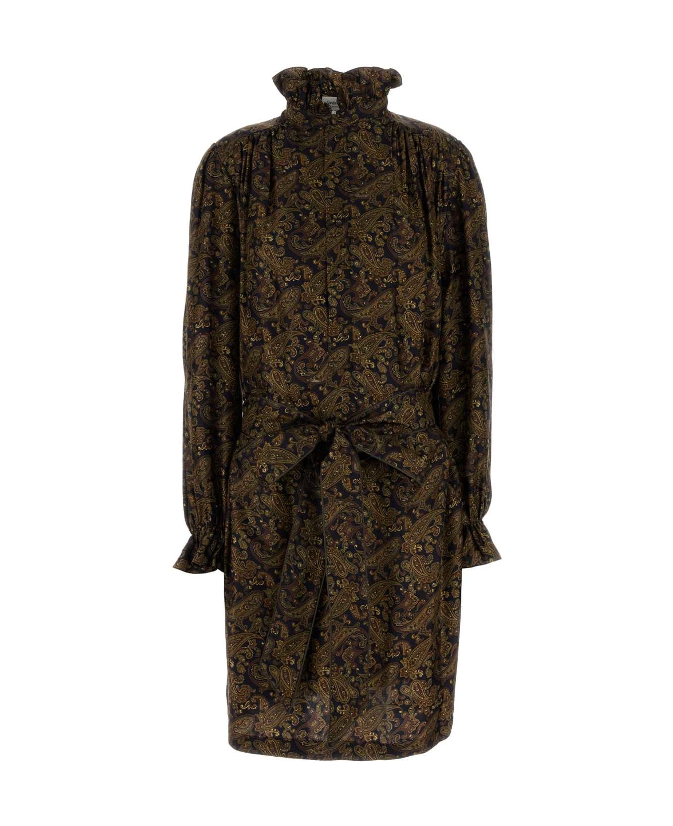 Saint Laurent Printed Twill Dress - NAVYMULTICOLORE