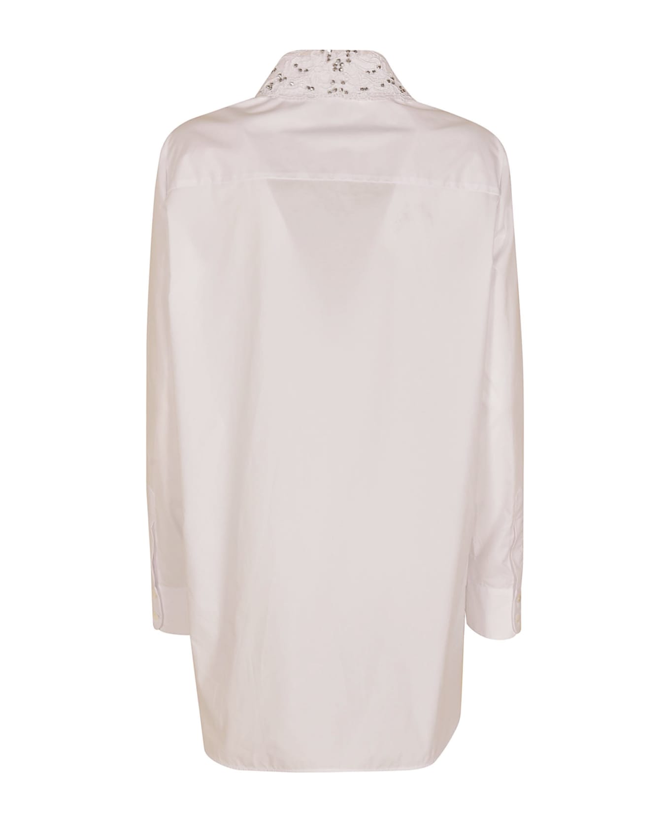 Ermanno Scervino Embellished Collar Plain Shirt - White シャツ