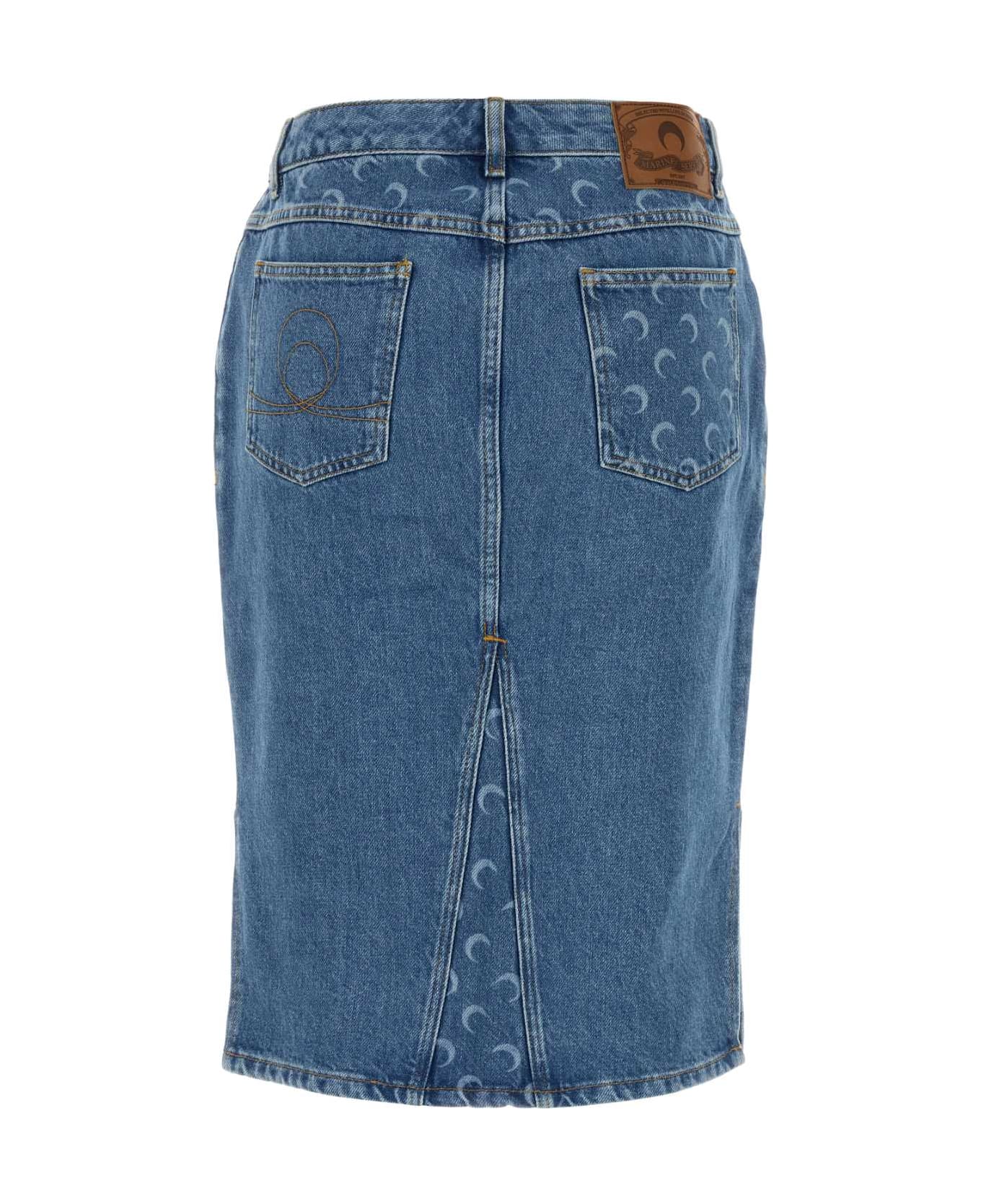 Marine Serre Denim Skirt - LIGHTBLUE