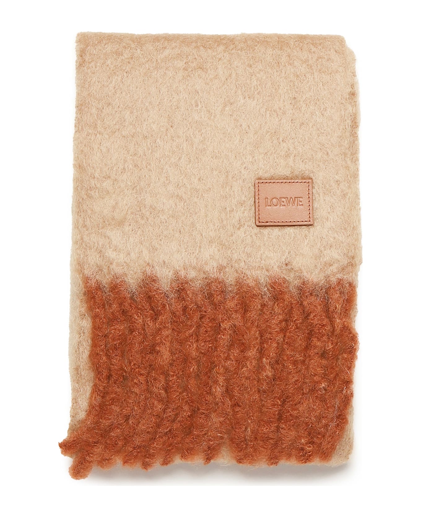 Loewe Mohair And Wool Scarf - Beige/orange
