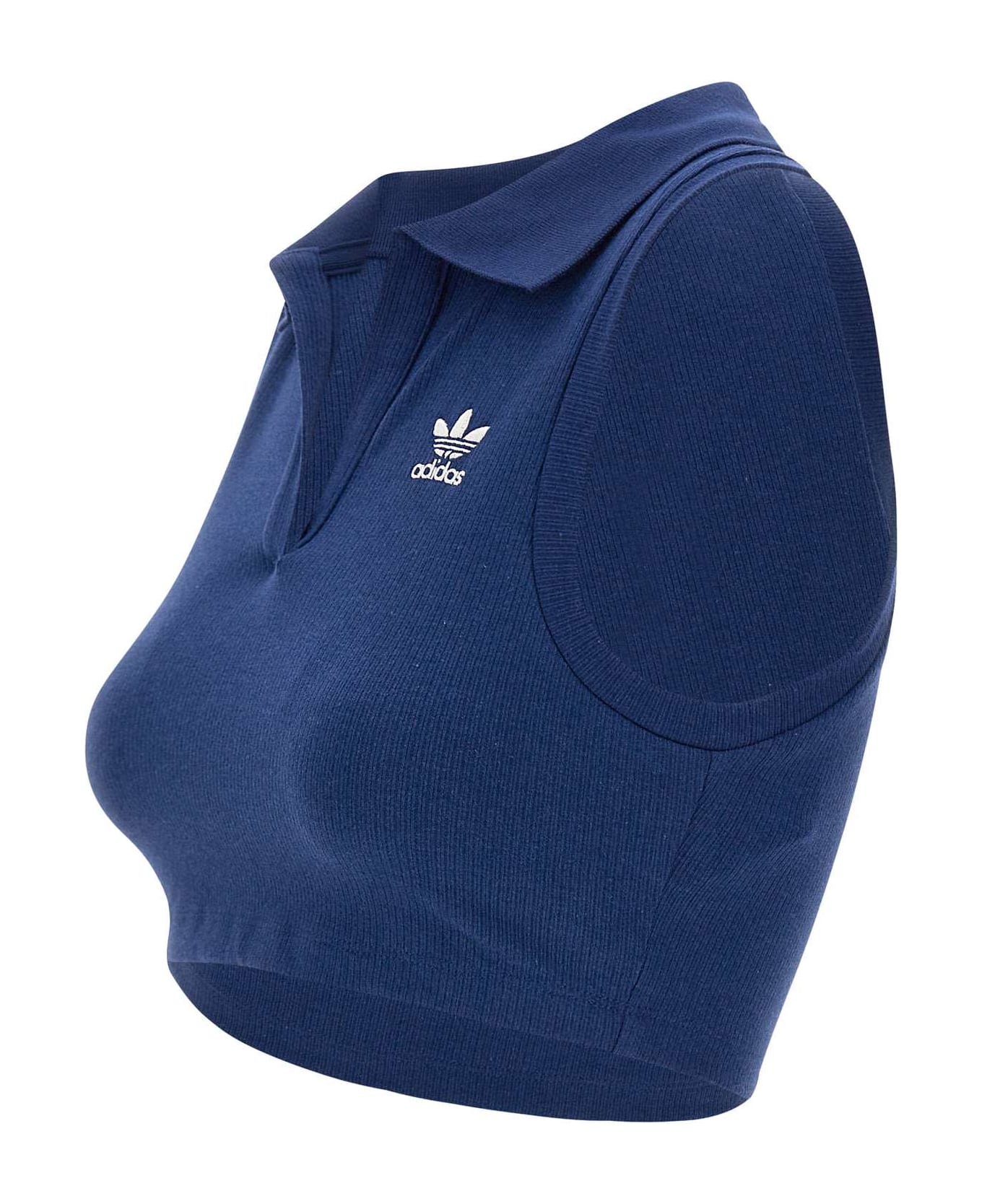 Adidas Cotton And Viscose Top - BLUE