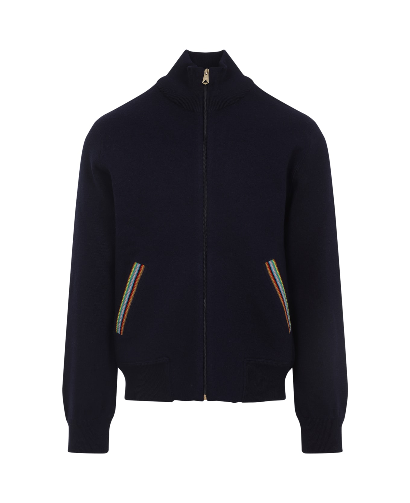 Paul Smith Knitted Bomber Jacket - Blue