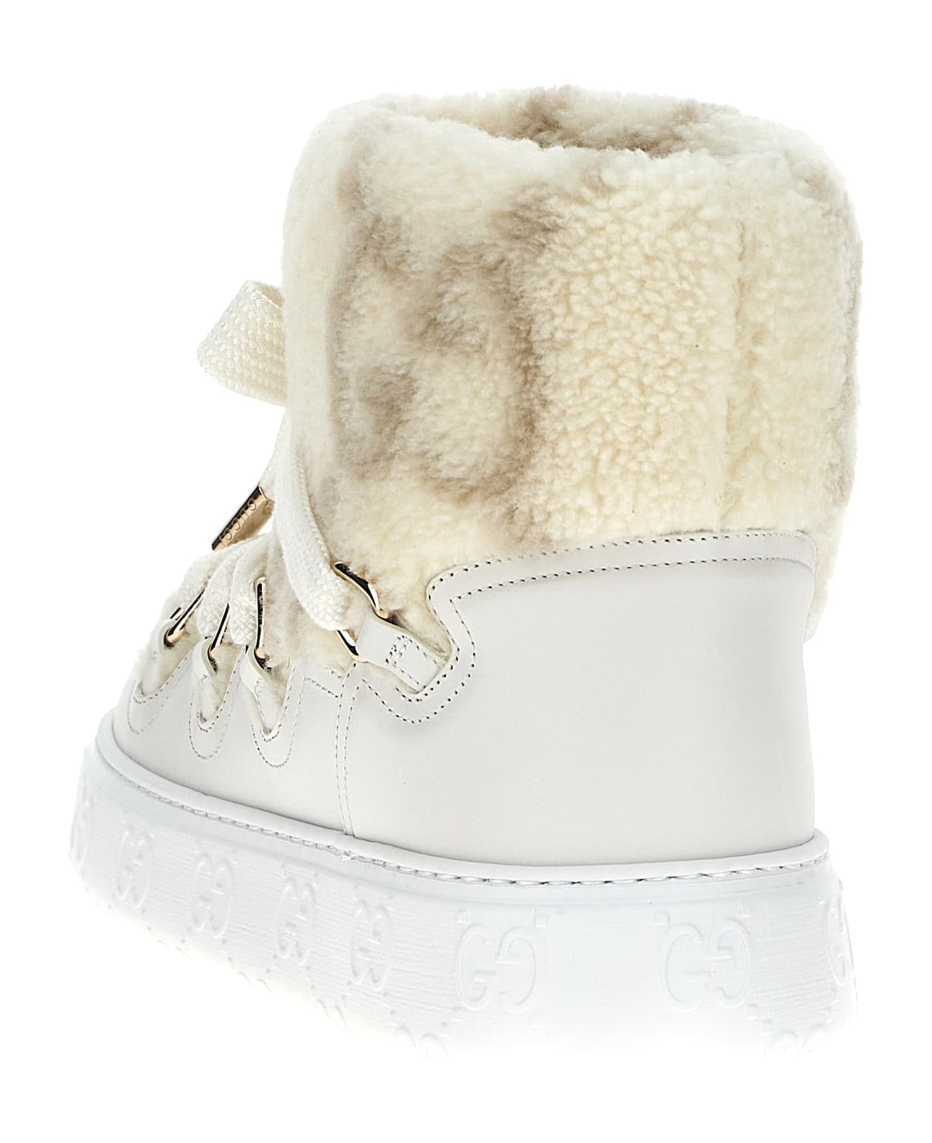 Gucci 'gg' Teddy Ankle Boots - White