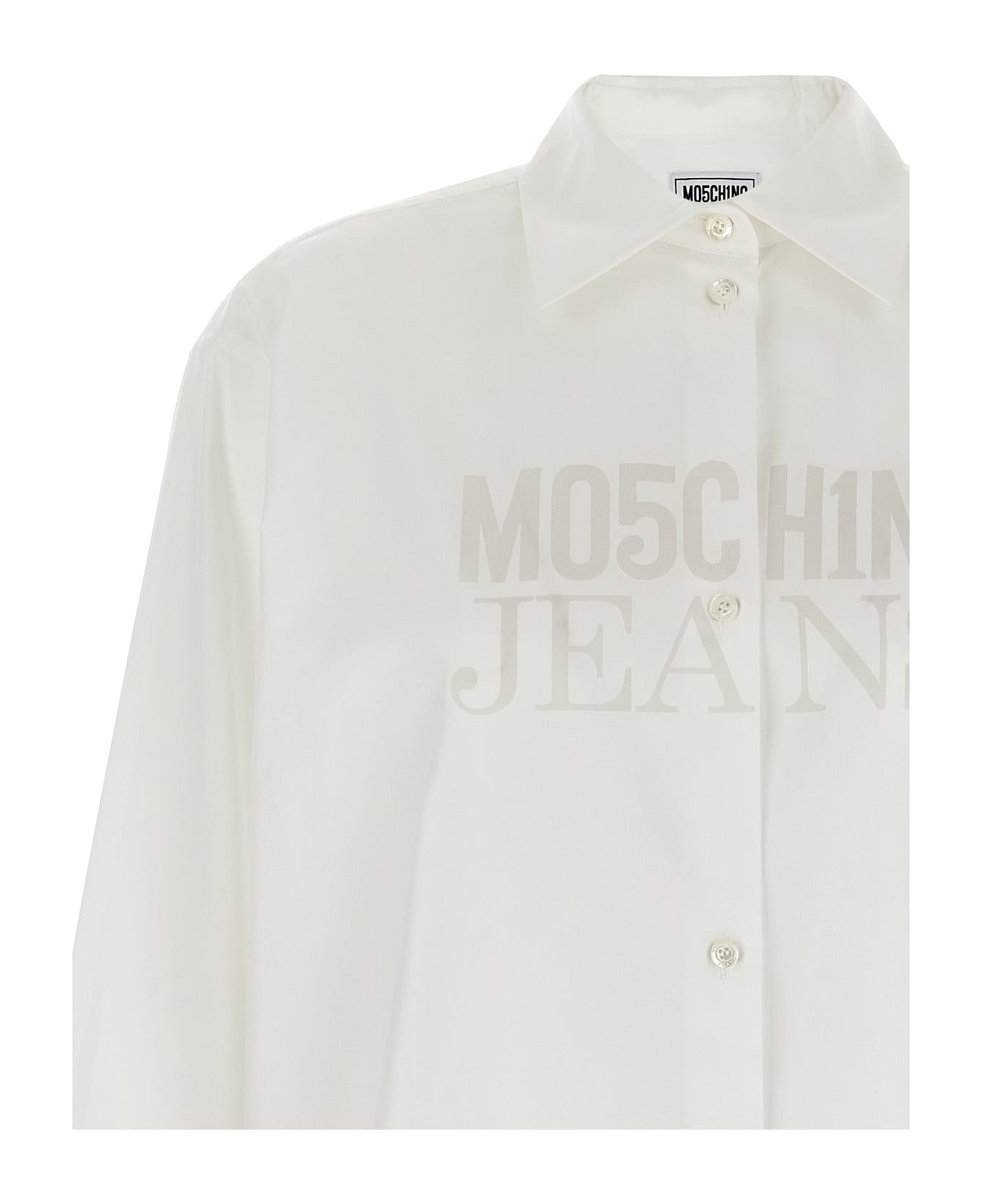 M05CH1N0 Jeans Logo Print Shirt - White