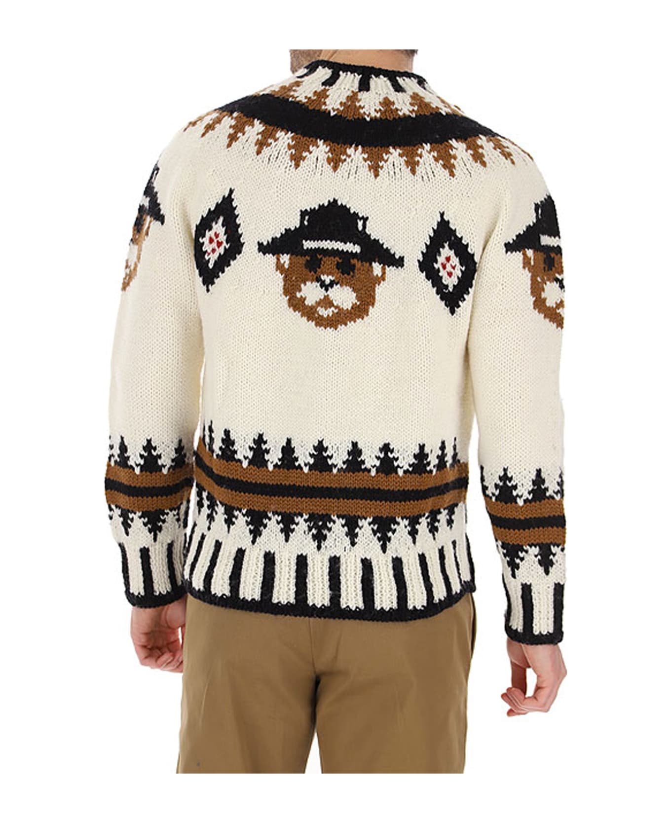 Dsquared2 Teddy Bear Intarsia Knitted Jumper - White