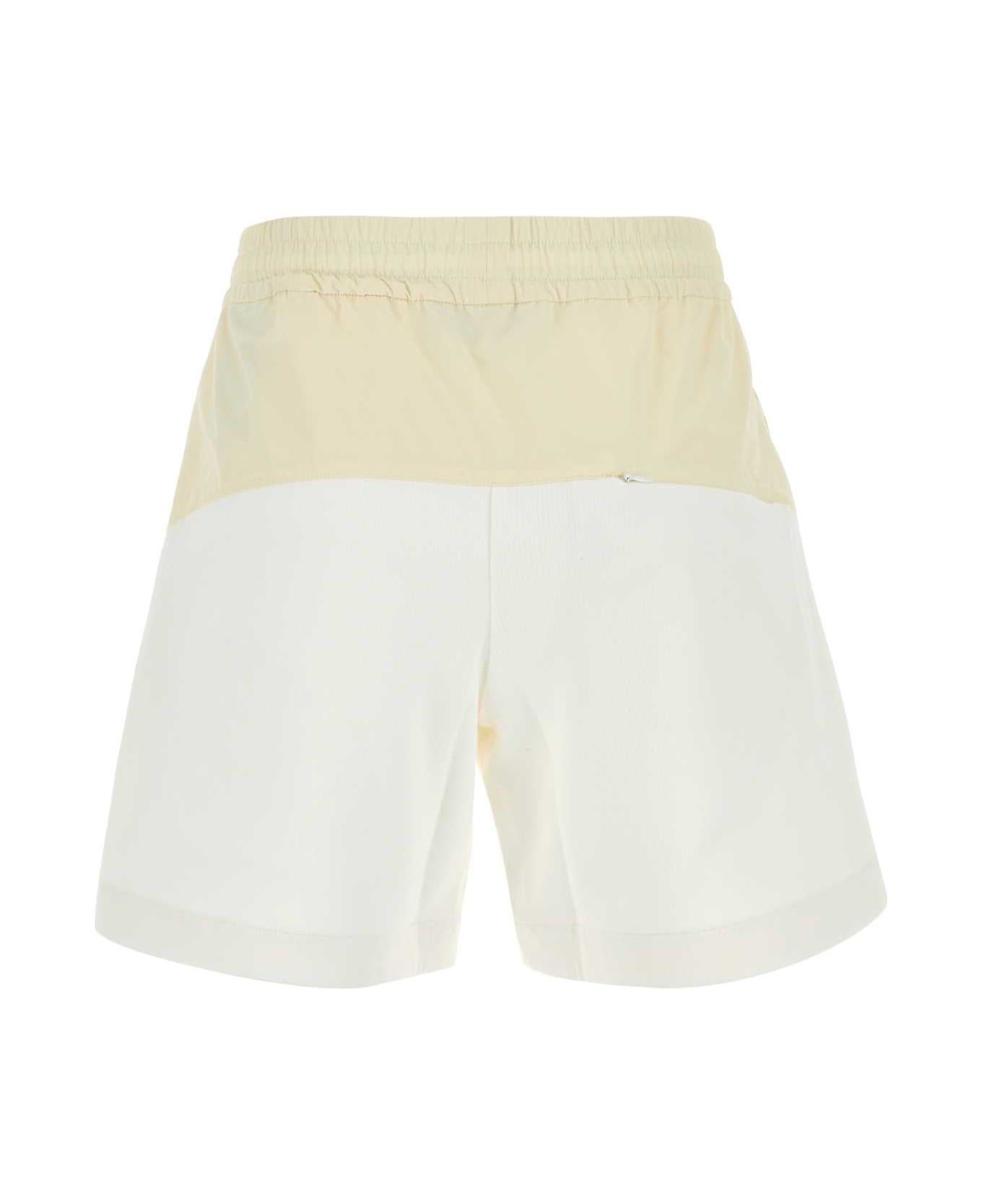 Herno Two-tone Stretch Cotton Blend And Nylon Shorts - BIANCO