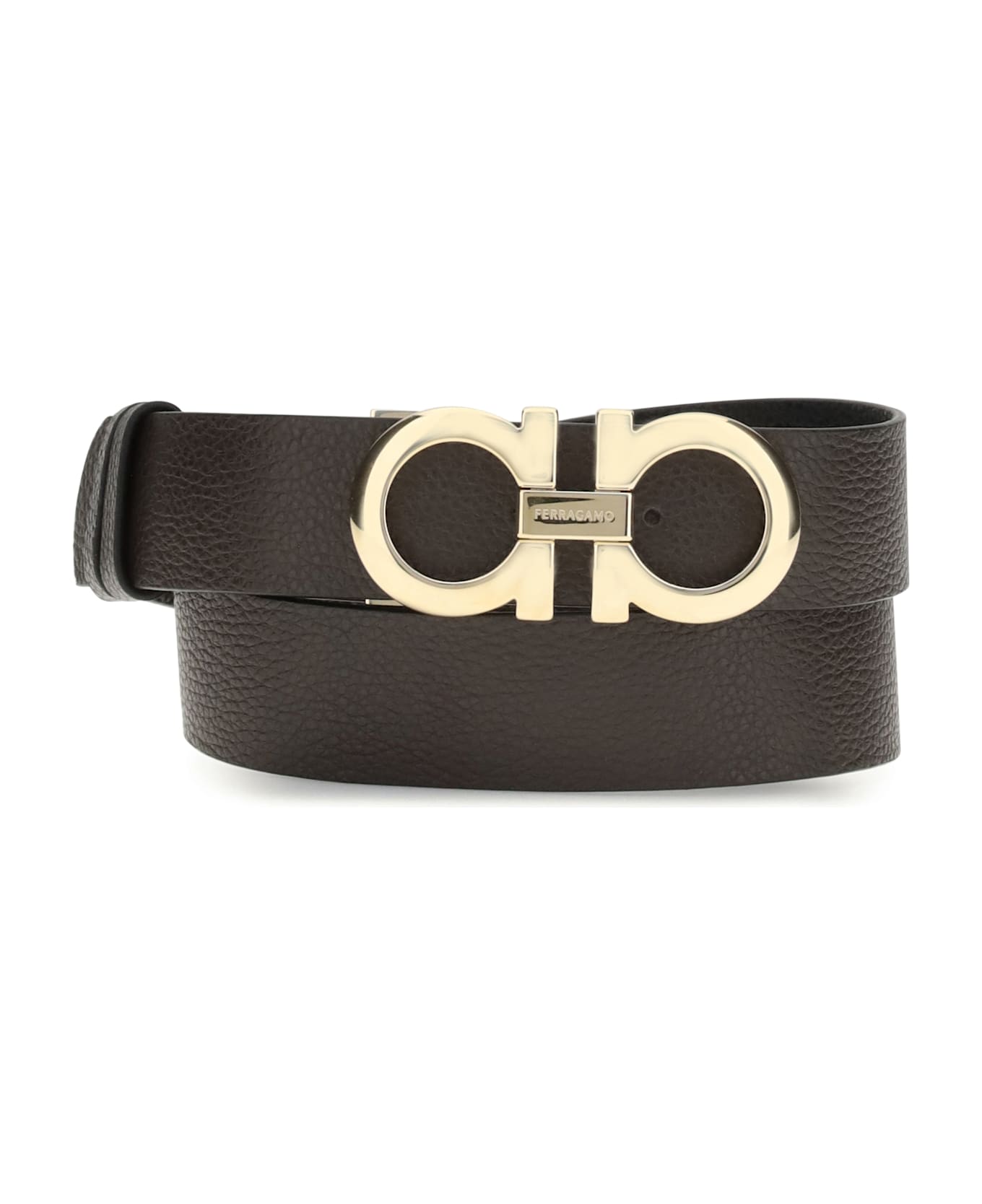 Ferragamo Reversible Leather Belt - BROWN-BLACK