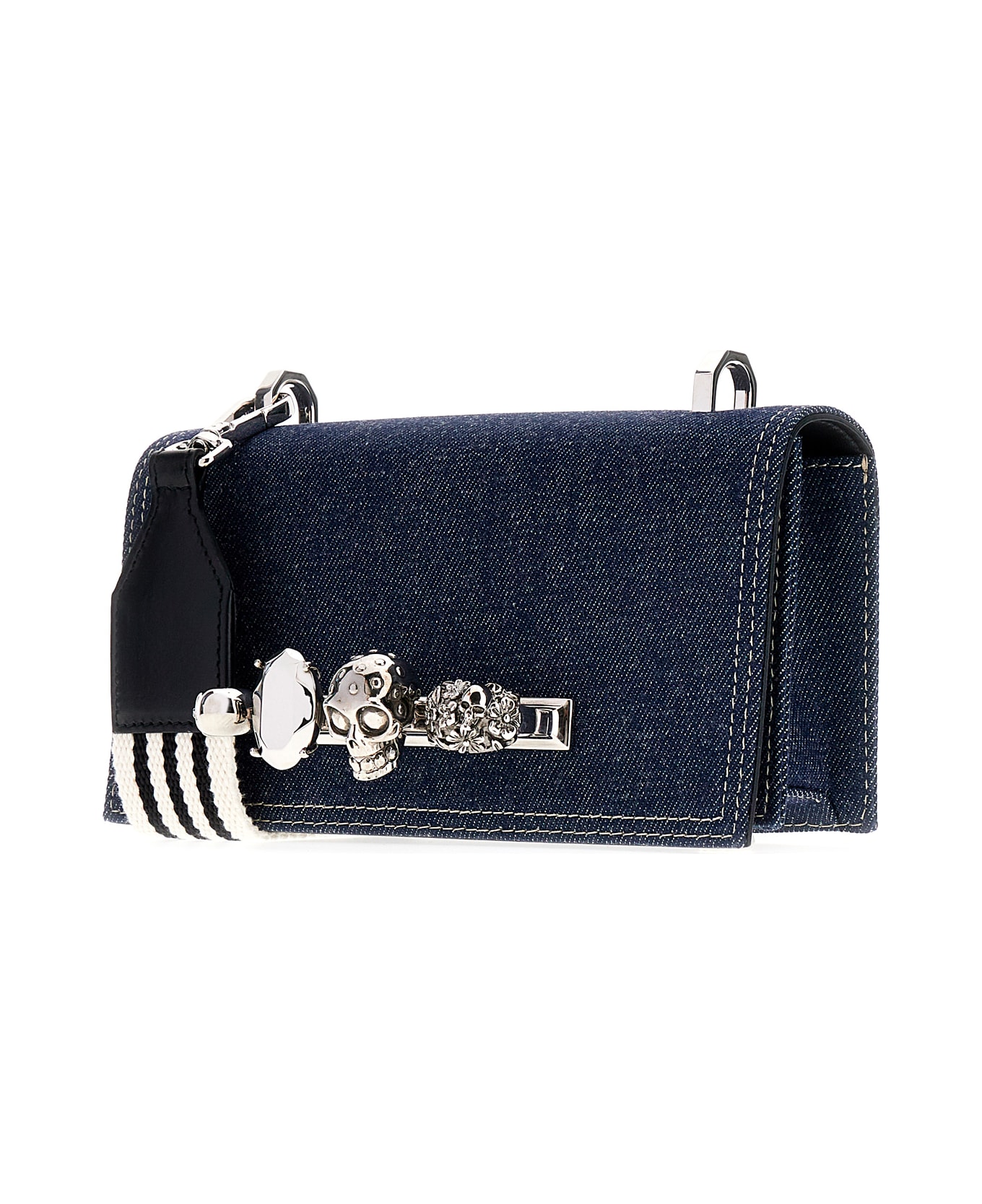 Alexander McQueen Denim The Knuckle Satchel Crossbody Bag - DENIM BLACK