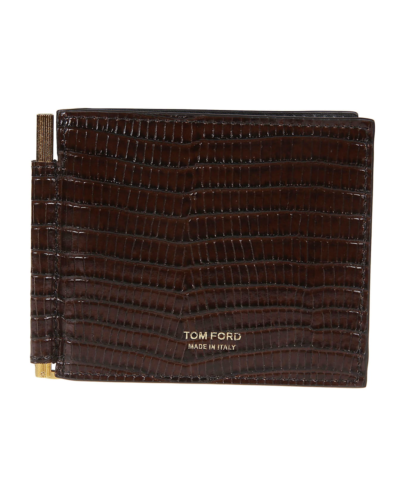 Tom Ford Printed Alligator Money Clip Wallet - Chicolate Brown