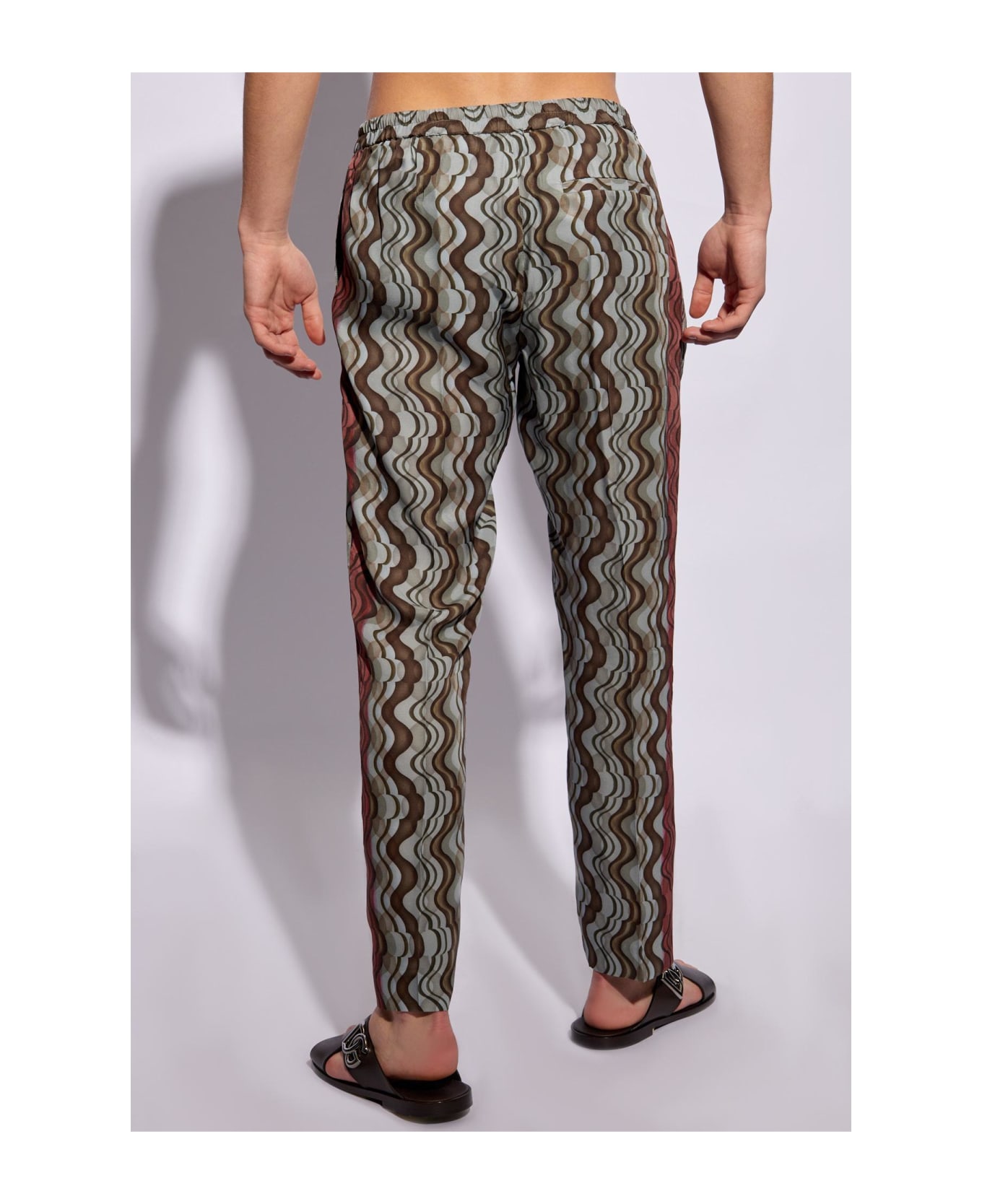 Dries Van Noten Patterned Pleat-front Trousers - BURGUNDY