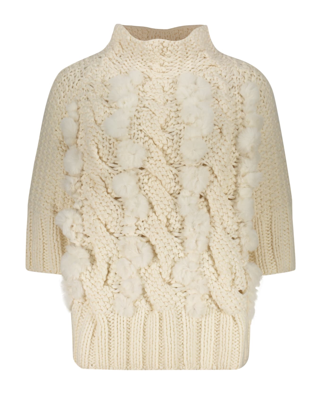 Lorena Antoniazzi Short-sleeved Turtleneck Sweater - Ivory