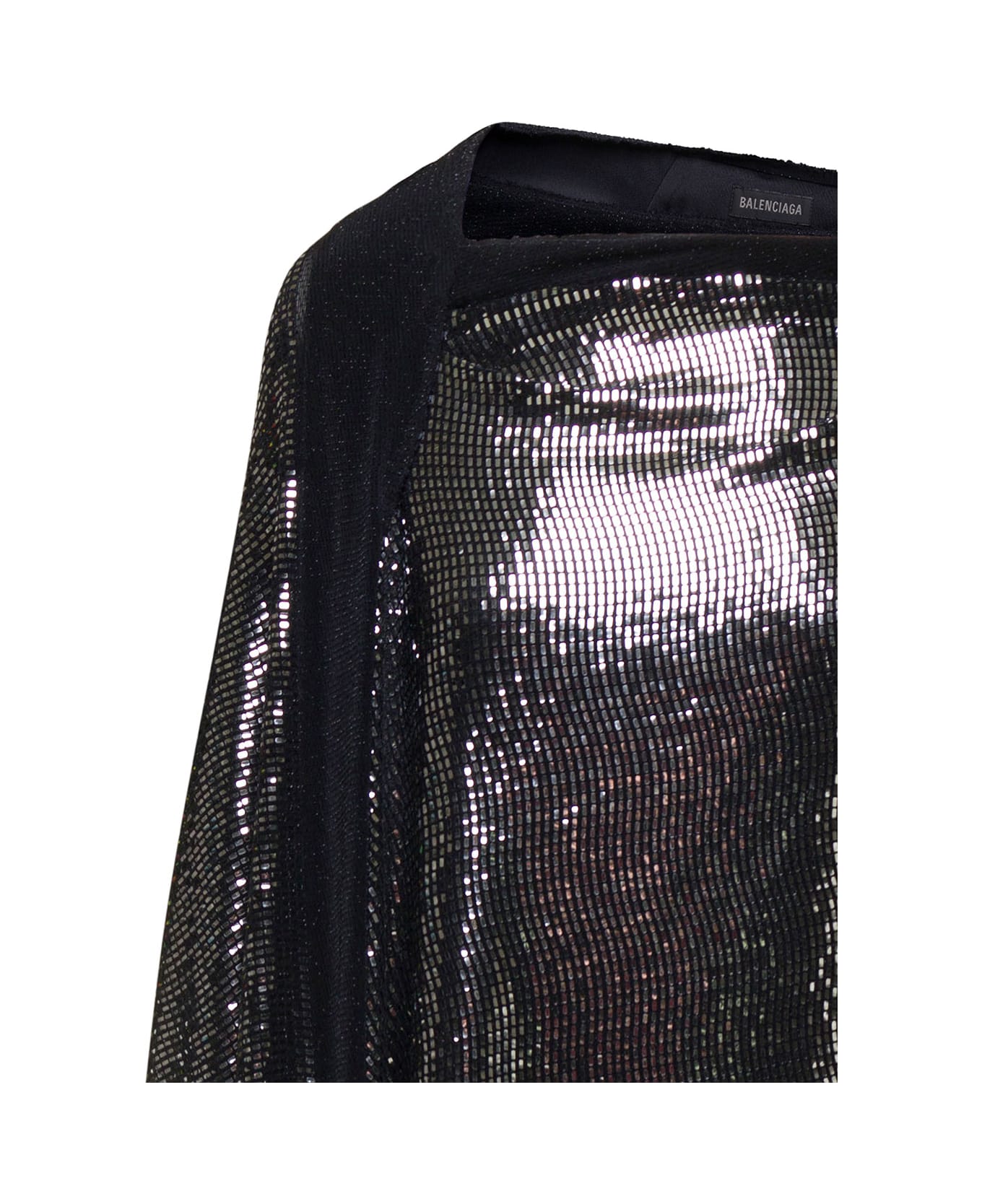 Balenciaga 'minimal' Black And Silver Draped Sleeveless Gown In Metallic Jersey Woman - Metallic