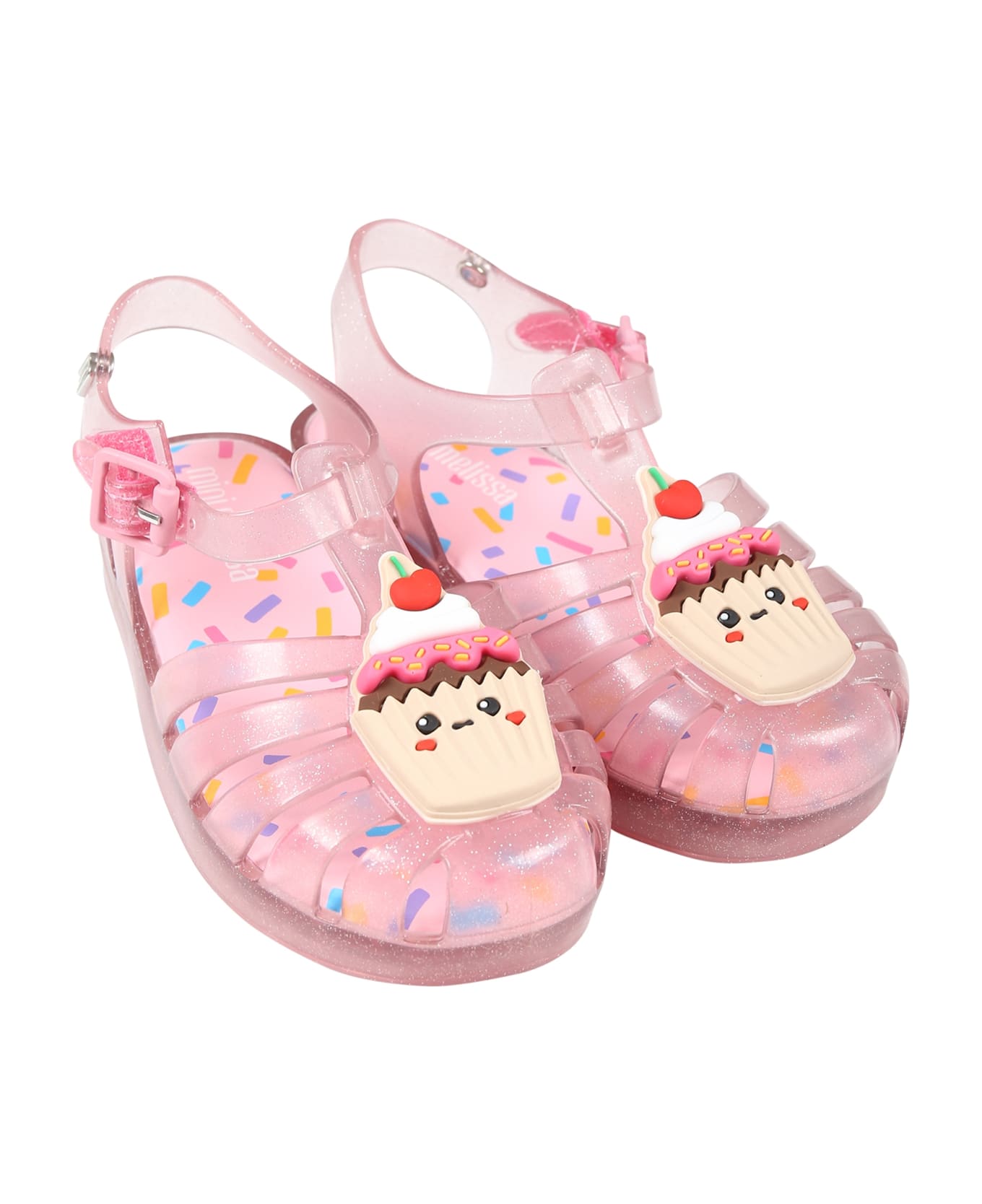 Melissa Pink Sandals For Girl With Cupcake - Pink シューズ