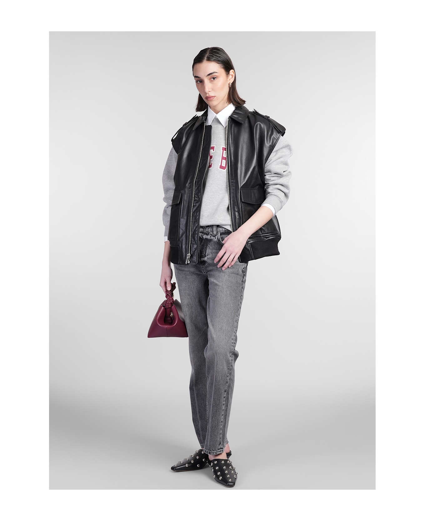 Anine Bing Sonnie Vest In Black Leather - Nero