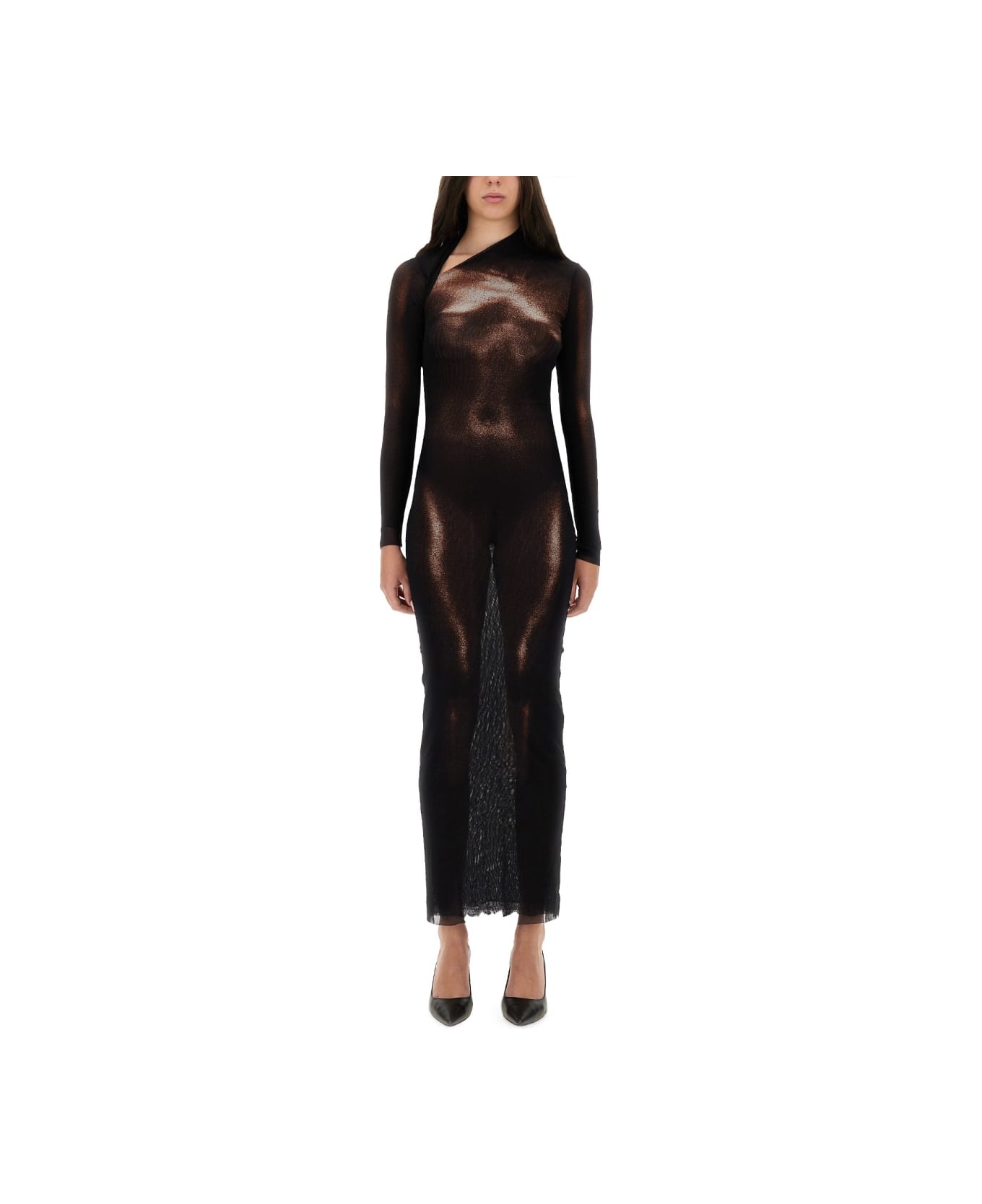 Jean Paul Gaultier "body Dust" Print Dress - BROWN