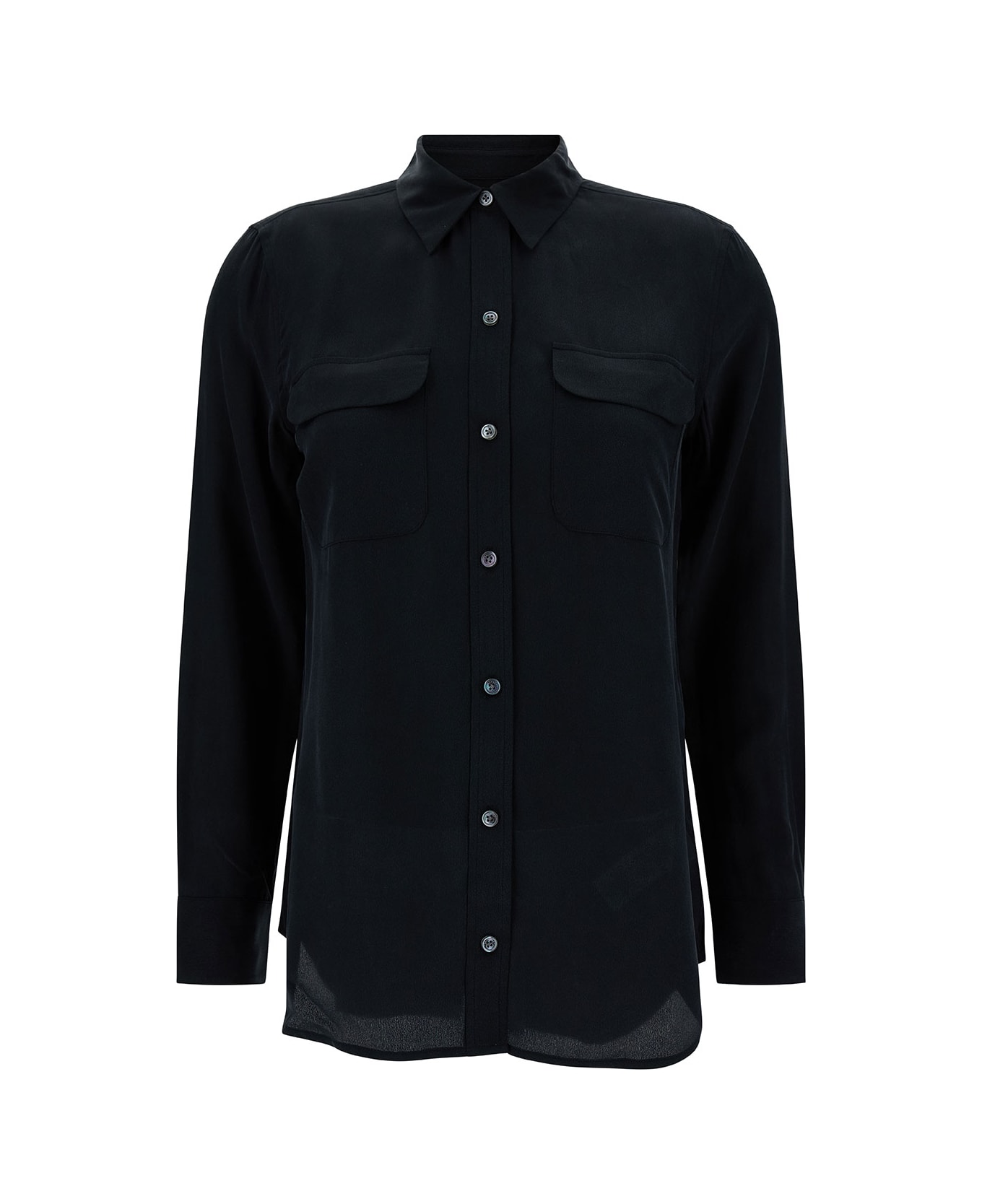 Equipment Black Silk Shirt With Pockets - Black