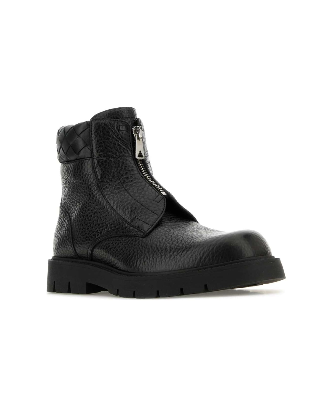 Bottega Veneta Black Leather Haddock Ankle Boots - BLACKBLACK