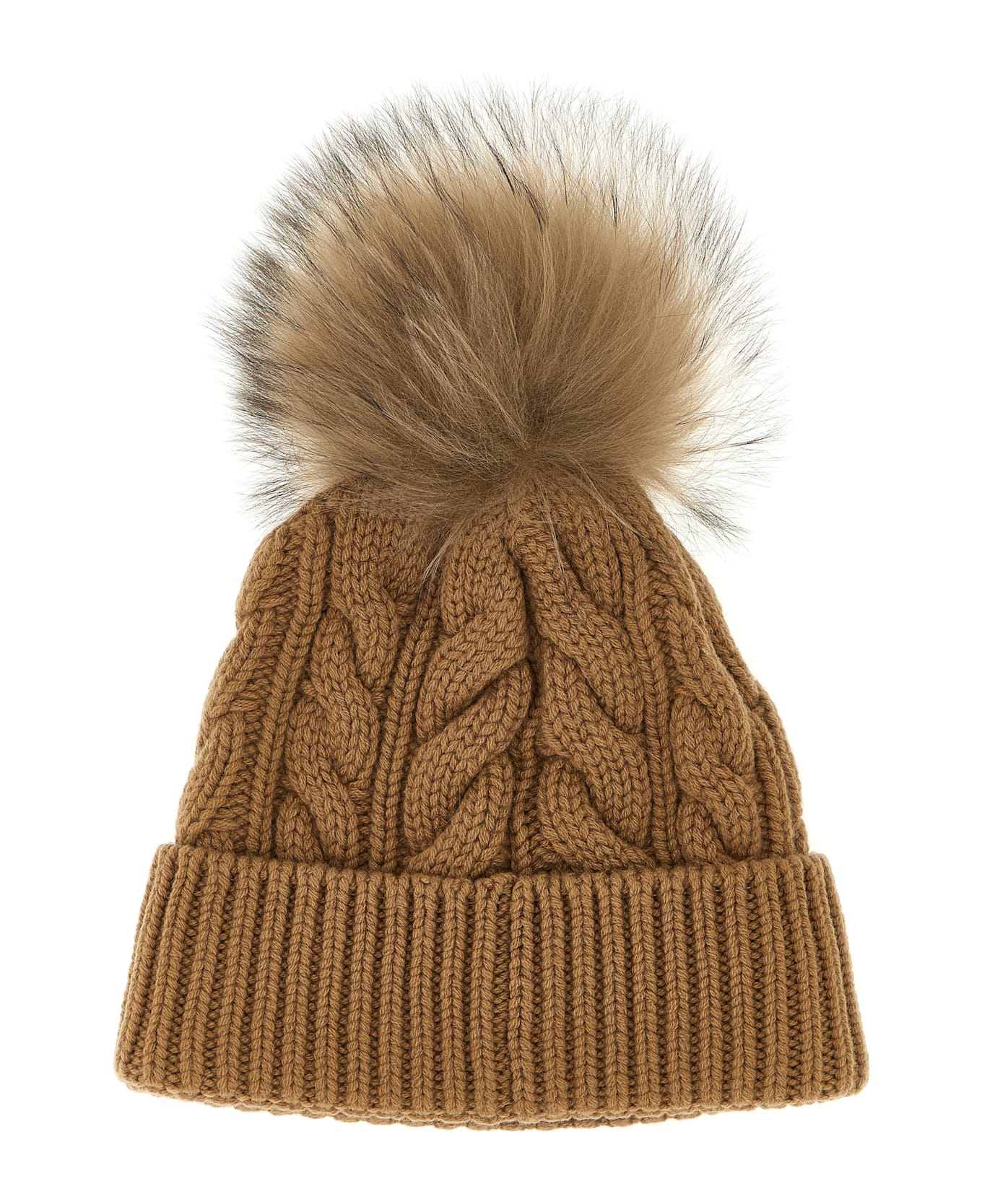 Moncler Grenoble Pompon Braided Cap - Brown