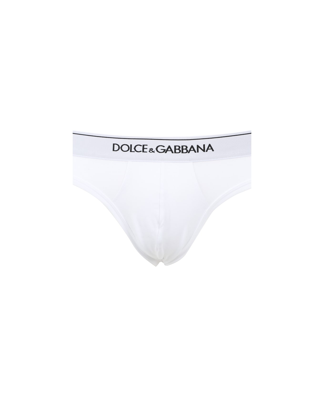 Dolce & Gabbana Set Of Two Stretch Cotton Briefs With Contrasting Logo - Bianco ottico