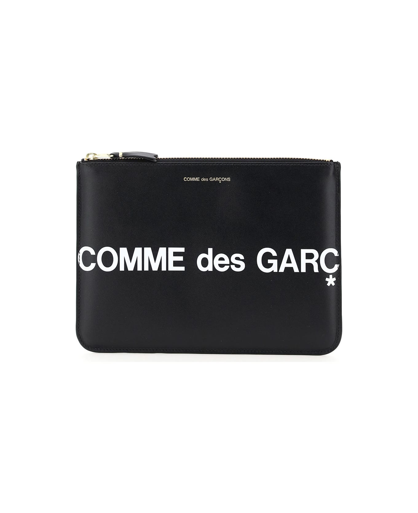 Comme des Garçons Wallet Leather Pouch With Logo - BLACK (Black)