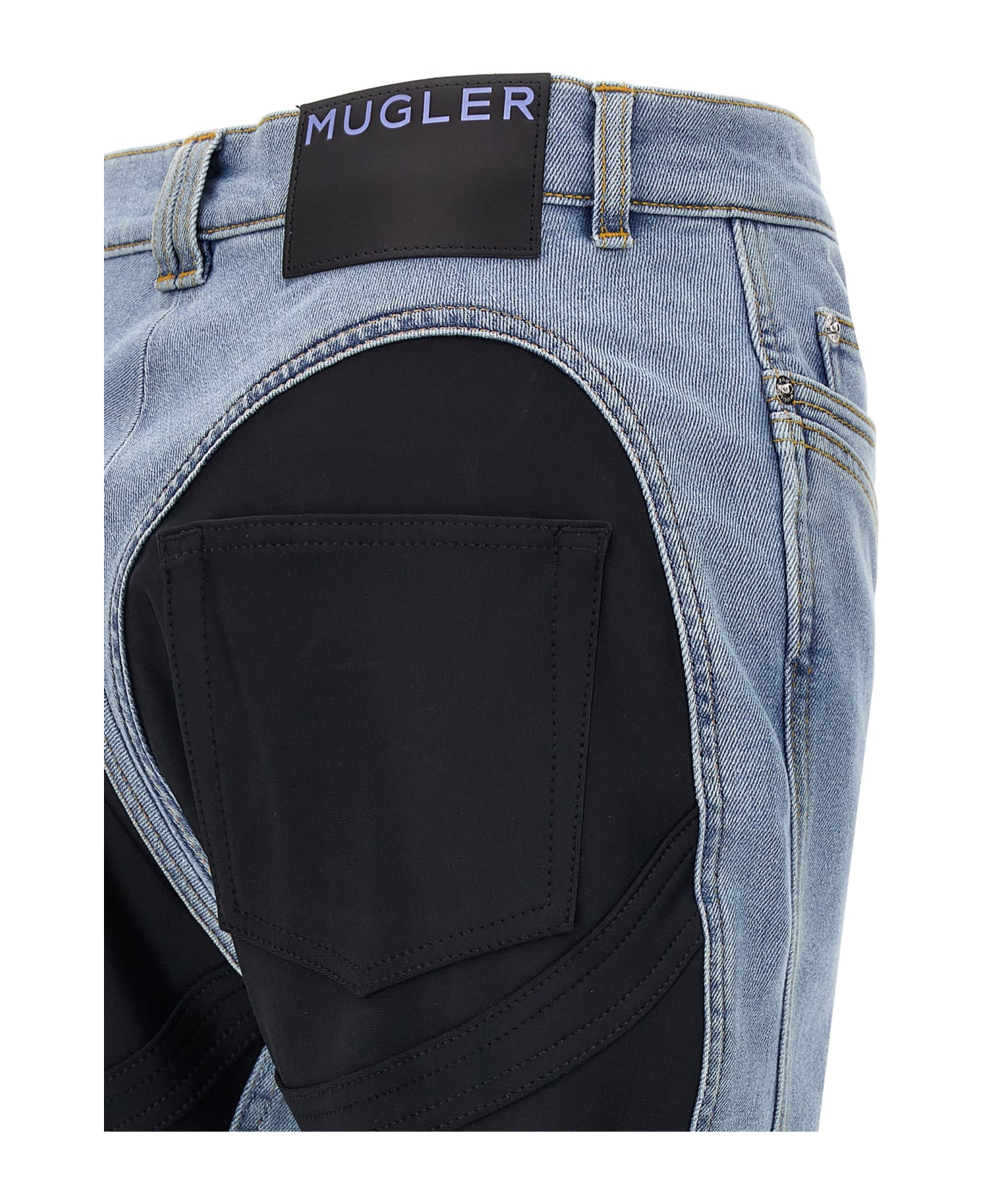 Mugler Stretch Insert Jeans - Light blue/black