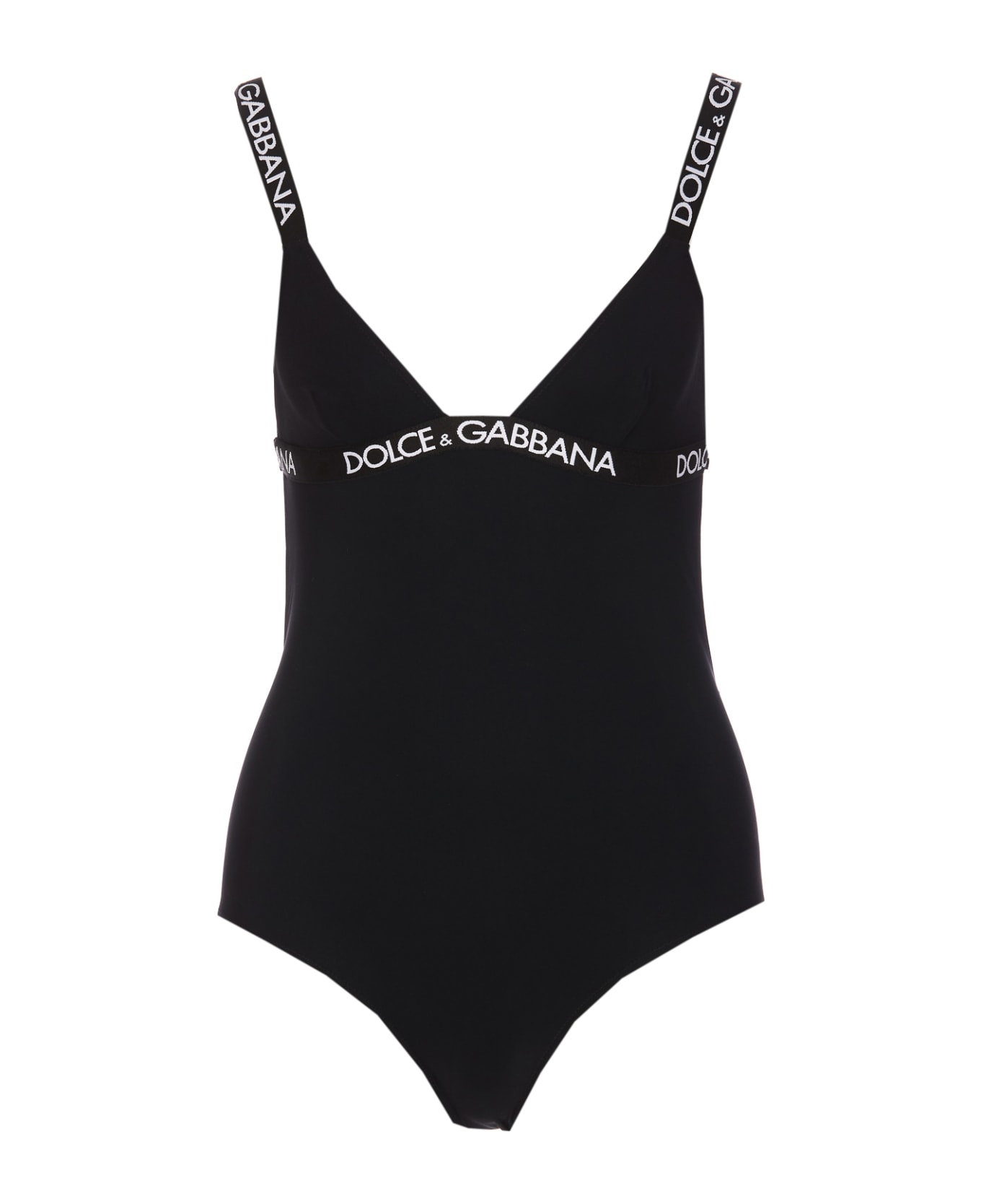 Dolce & Gabbana Logo One Piece Swimwear - Black
