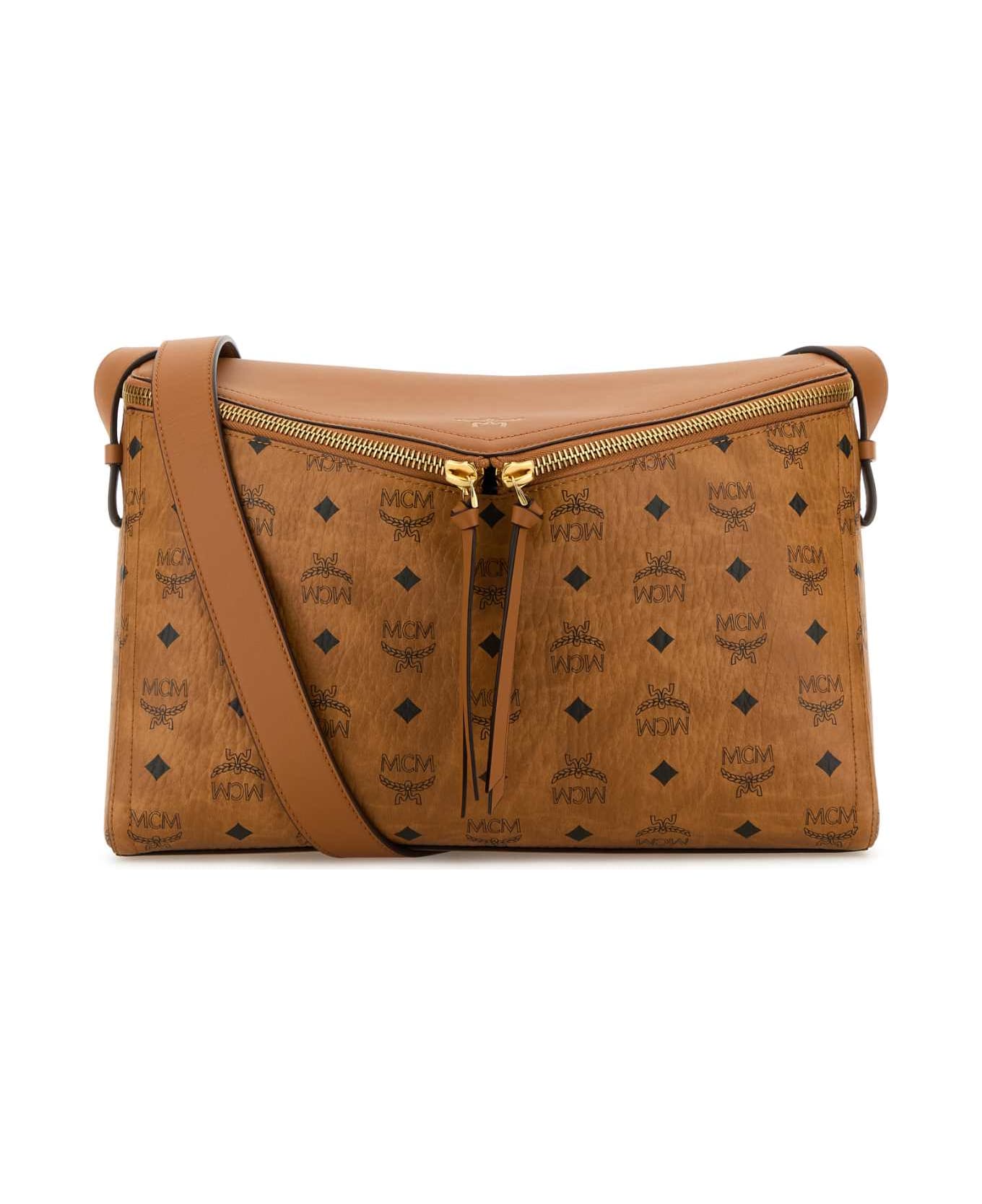 MCM Printed Canvas Diamant 3d Crossbody Bag - COGNAC