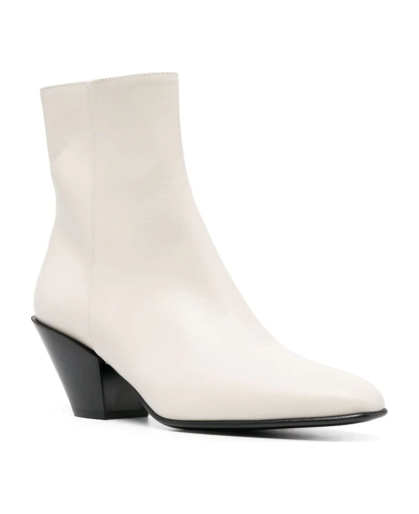 Roberto Festa Bone White Calf Leather Allyk Ankle Boots - Bone