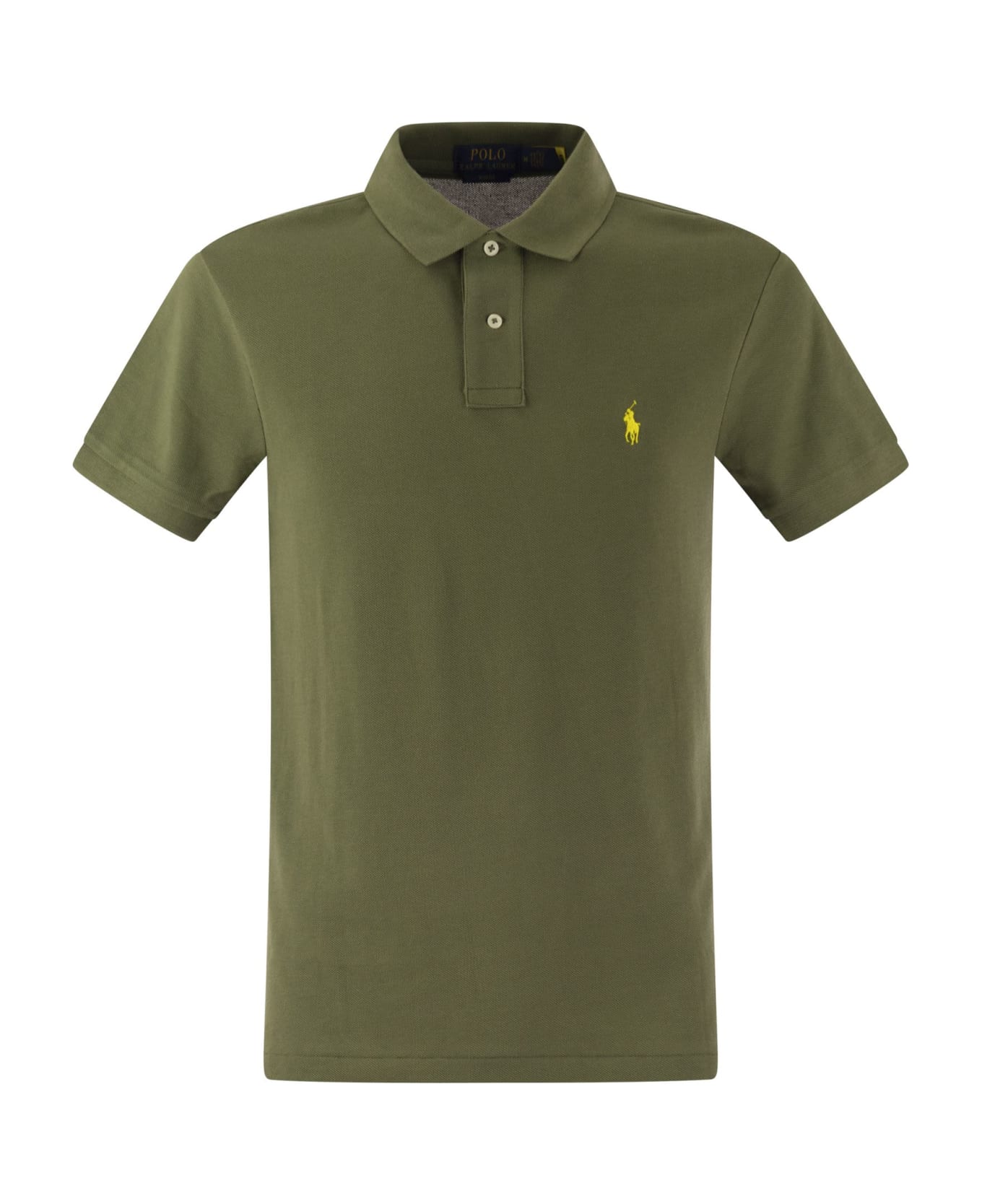 Ralph Lauren Slim-fit Polo In Military Green Pique - Green